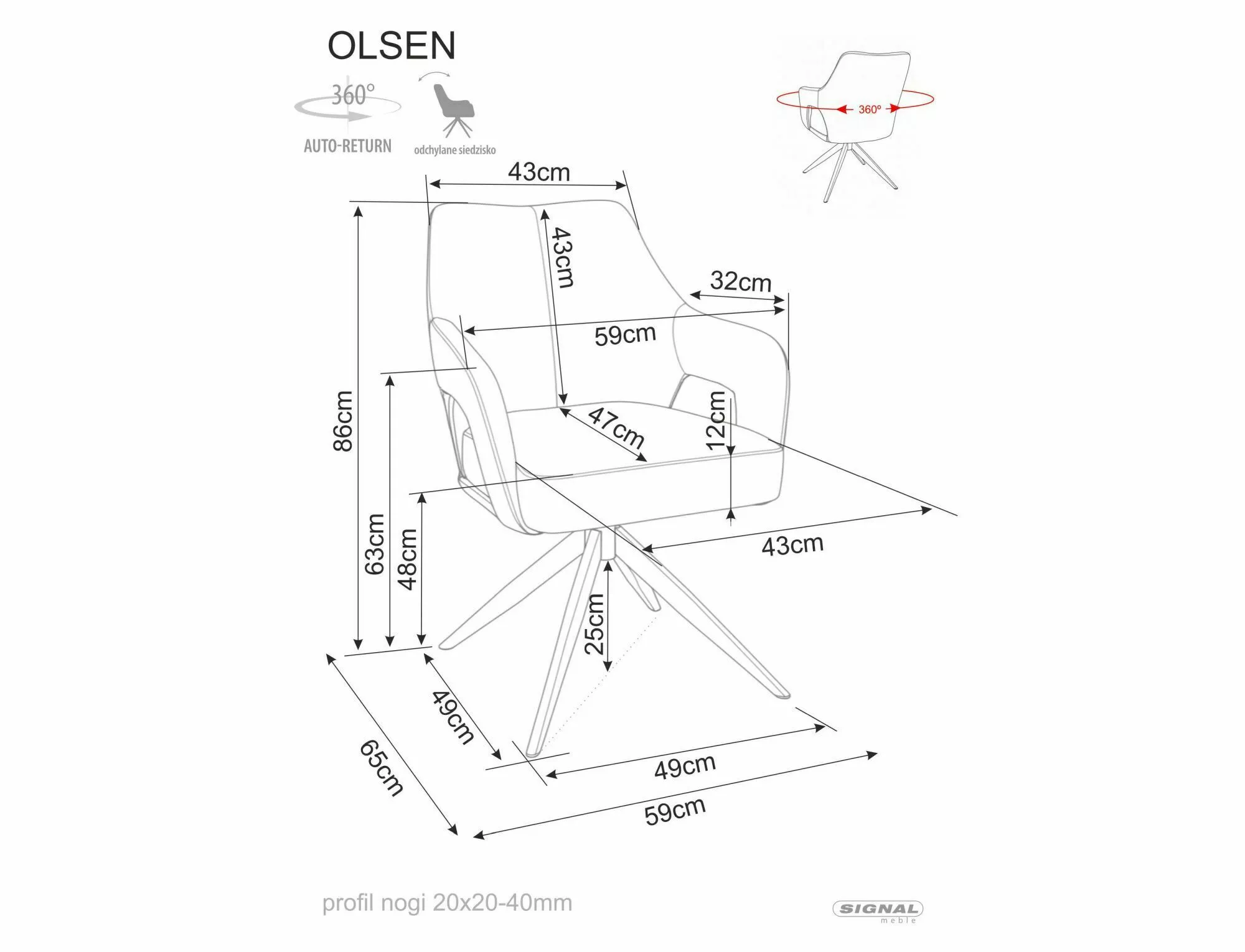 Jedálenská stolička Olsen Noelle, tmavá béžová