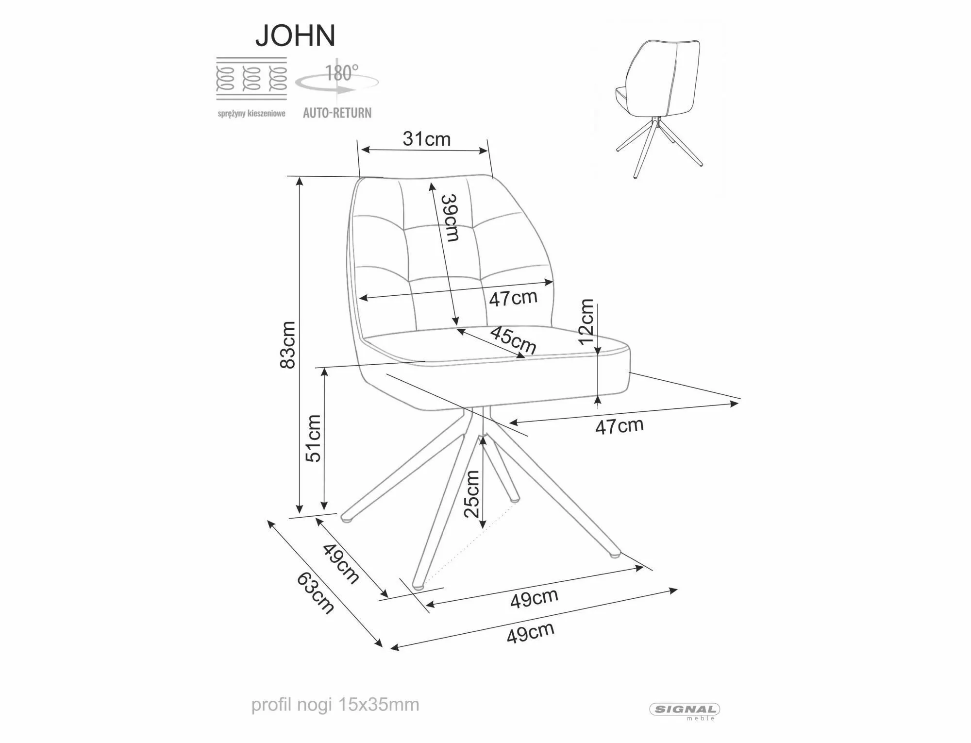 Jedálenská stolička Johna Ravena, latte