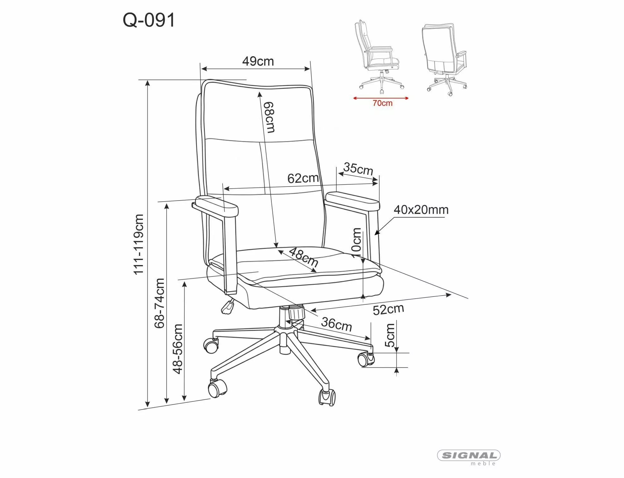 Kancelárska stolička Noelle Q-091, sivá