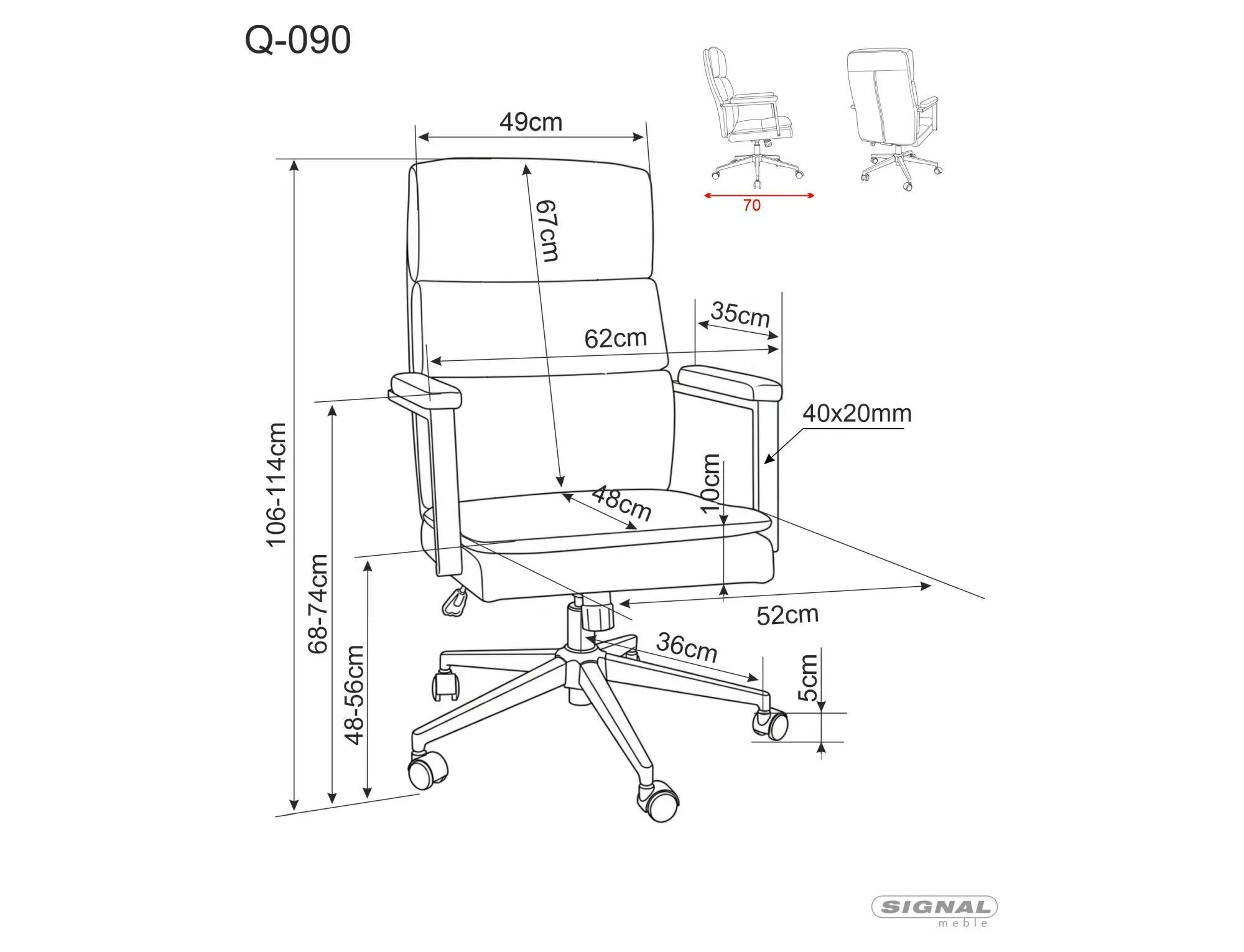 Kancelárska stolička Q-090, sivá