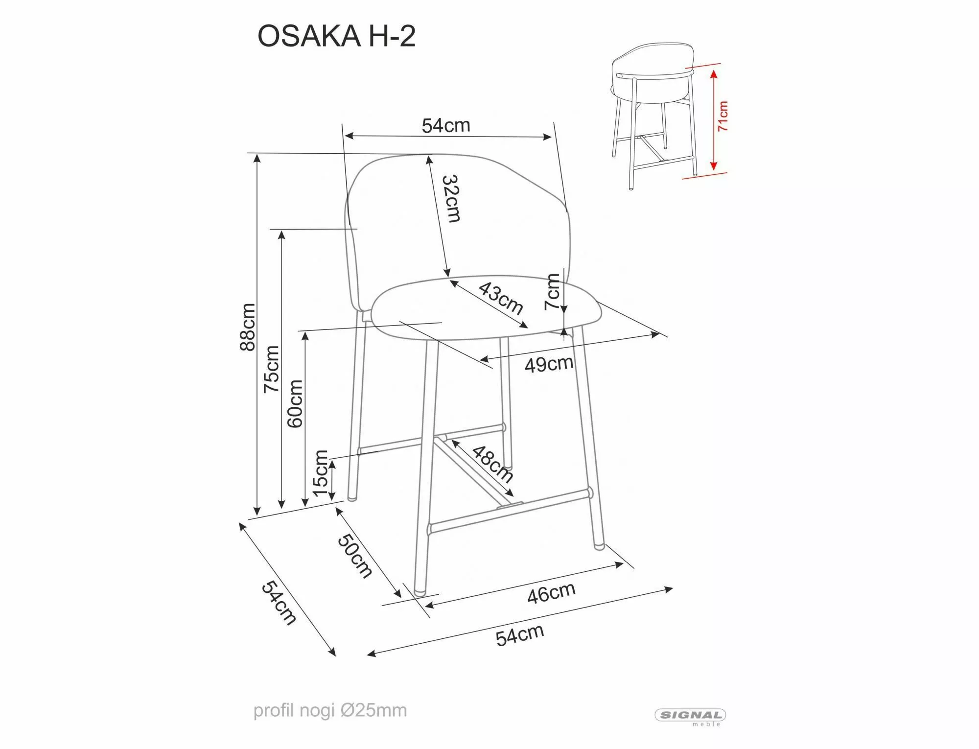 OSAKA H-2 barová stolička, látka béžová tap. 253 / nohy orech