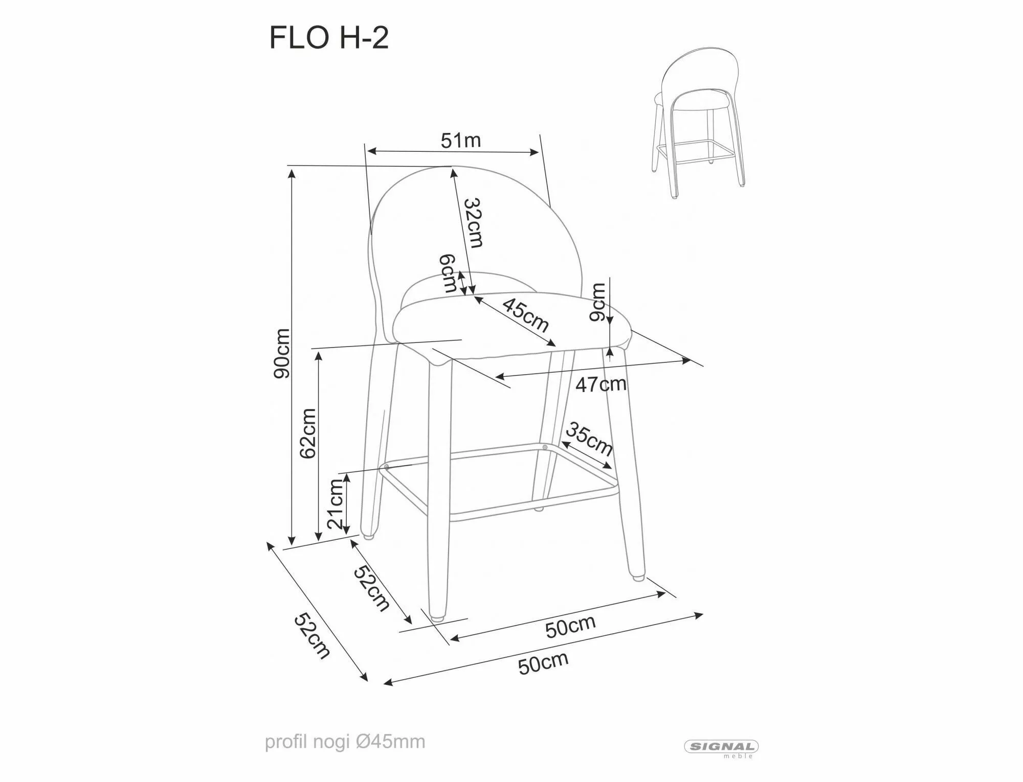 Barová stolička Flo H-2, béžová