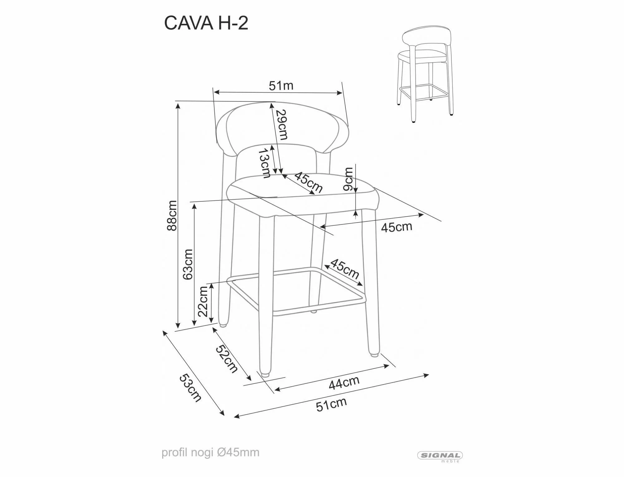 Barová stolička Cava H-2, béžová