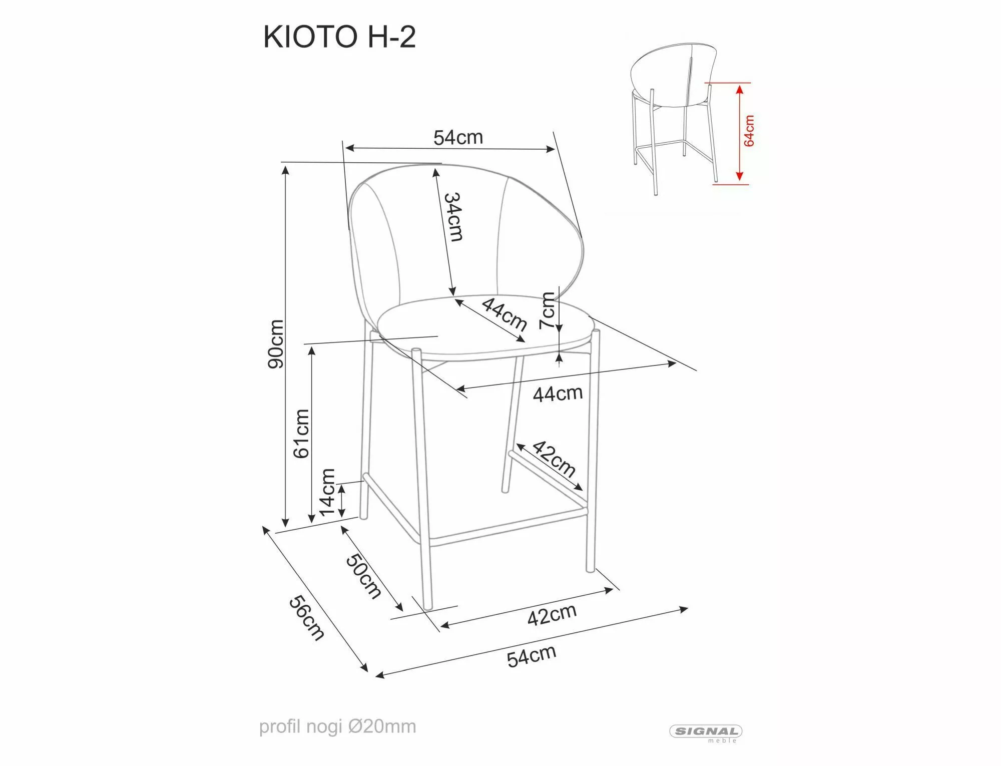 Barová stolička Kioto H-2, svetlo béžová / orech