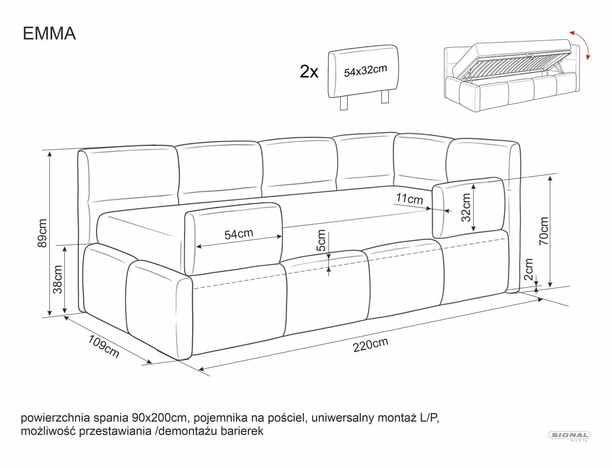 Posteľ 90x200 Emma Raven, béžová