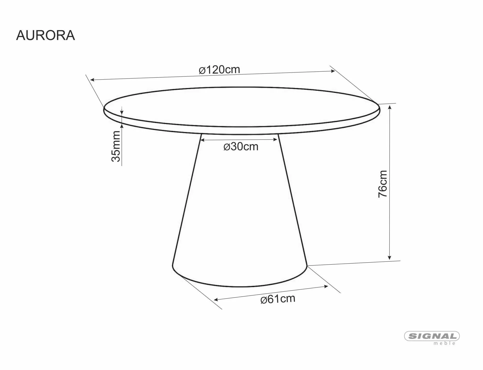 Stôl jedálenský Aurora, svetlo šedá
