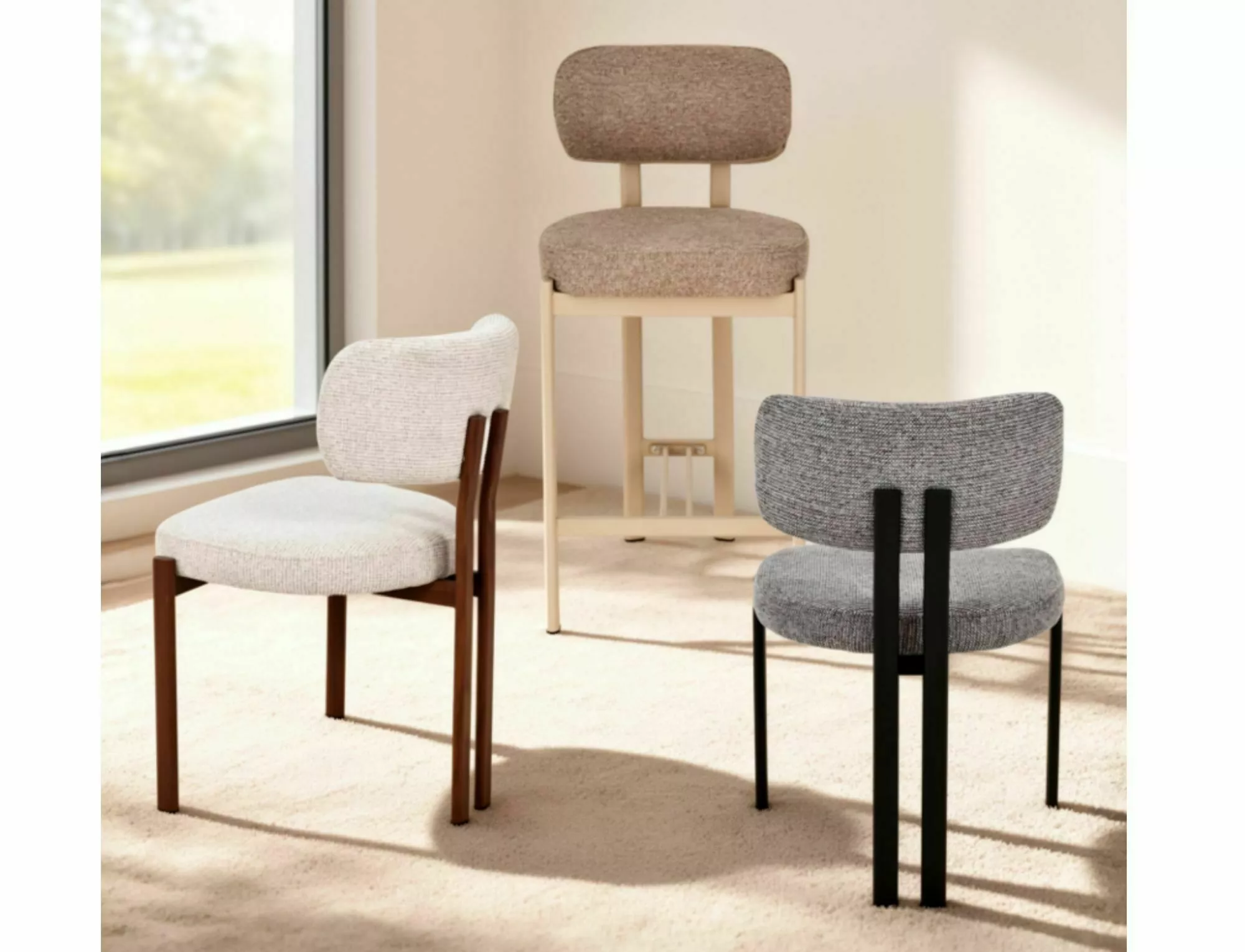 Jedálenská stolička Misaki, sivá / čierna