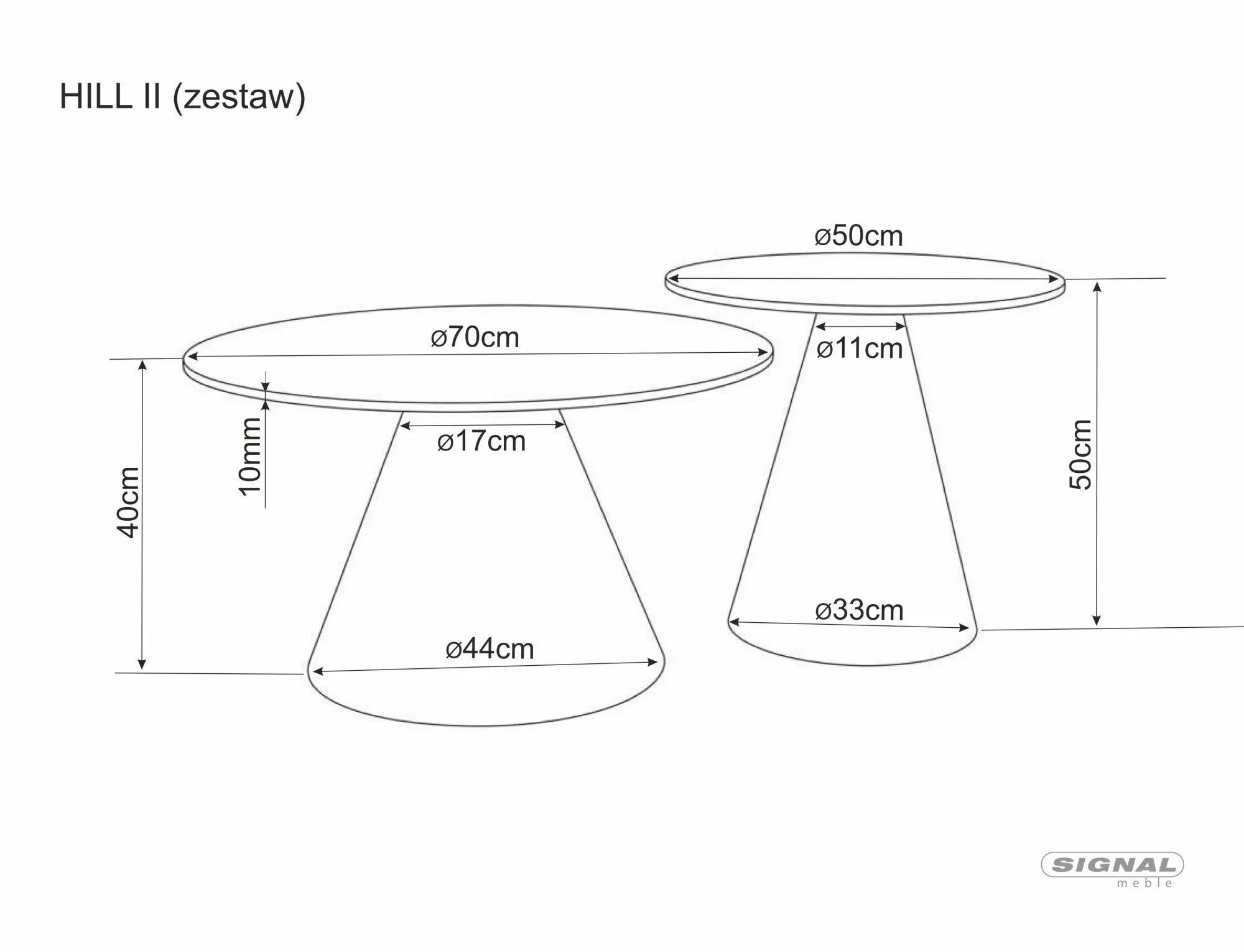 Set konferenčných stolíkov Hill II, kašmír