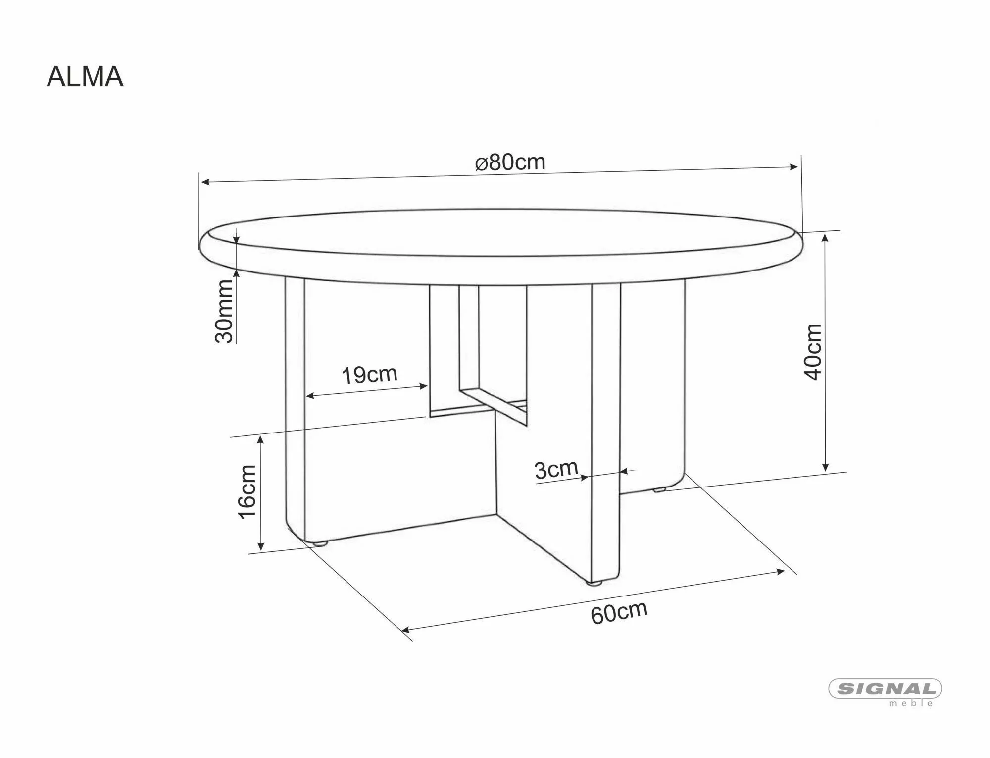 Alma konferenčný stolík, dub