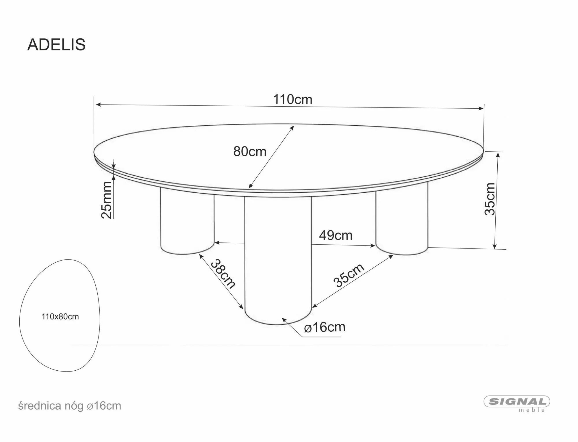 Konferenčný stolík Adelis, dub