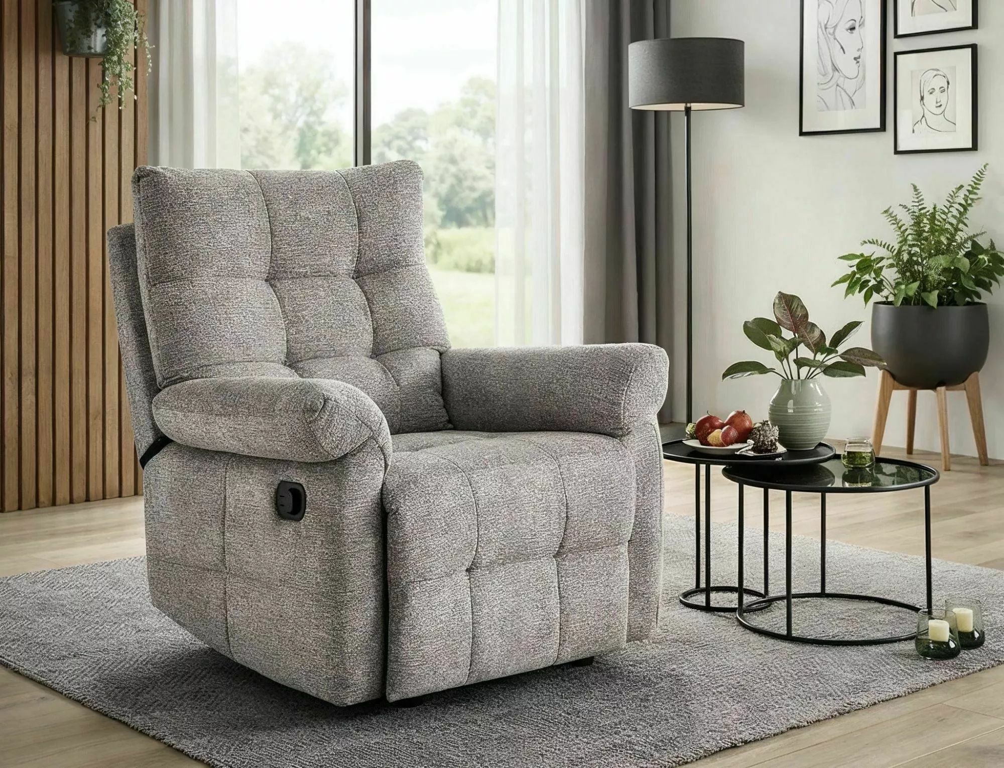 Polohovacie relaxačné kreslo Atos Raven, sivá