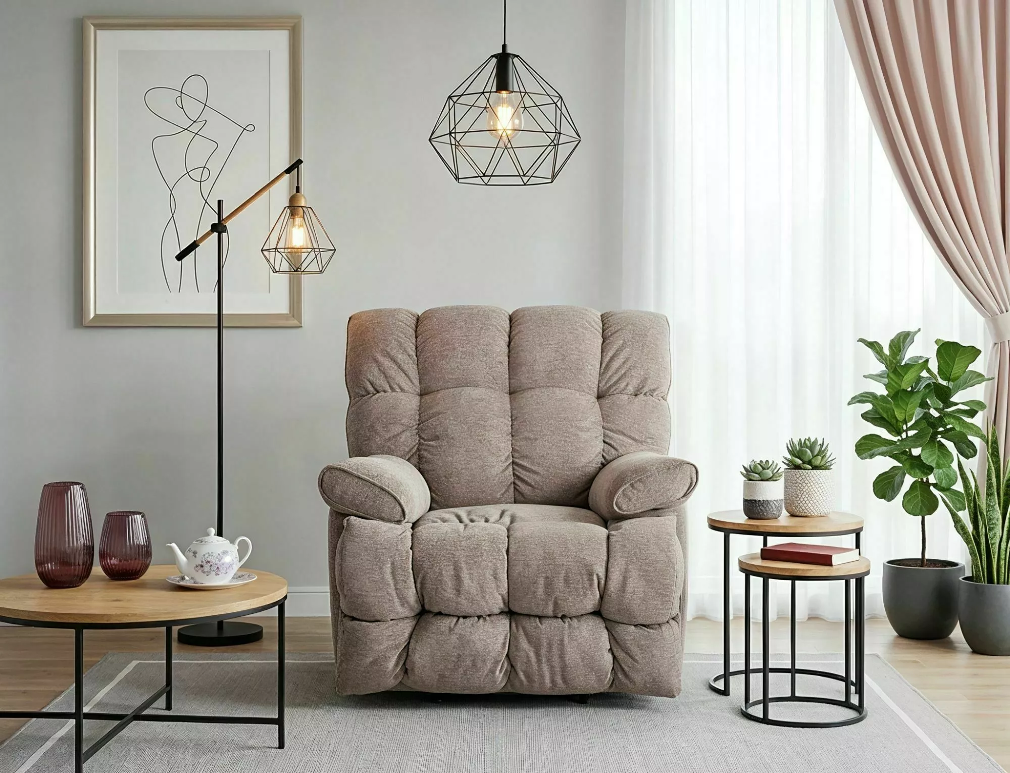 Polohovacie relaxačné kreslo Homer Raven, tmavá béžová