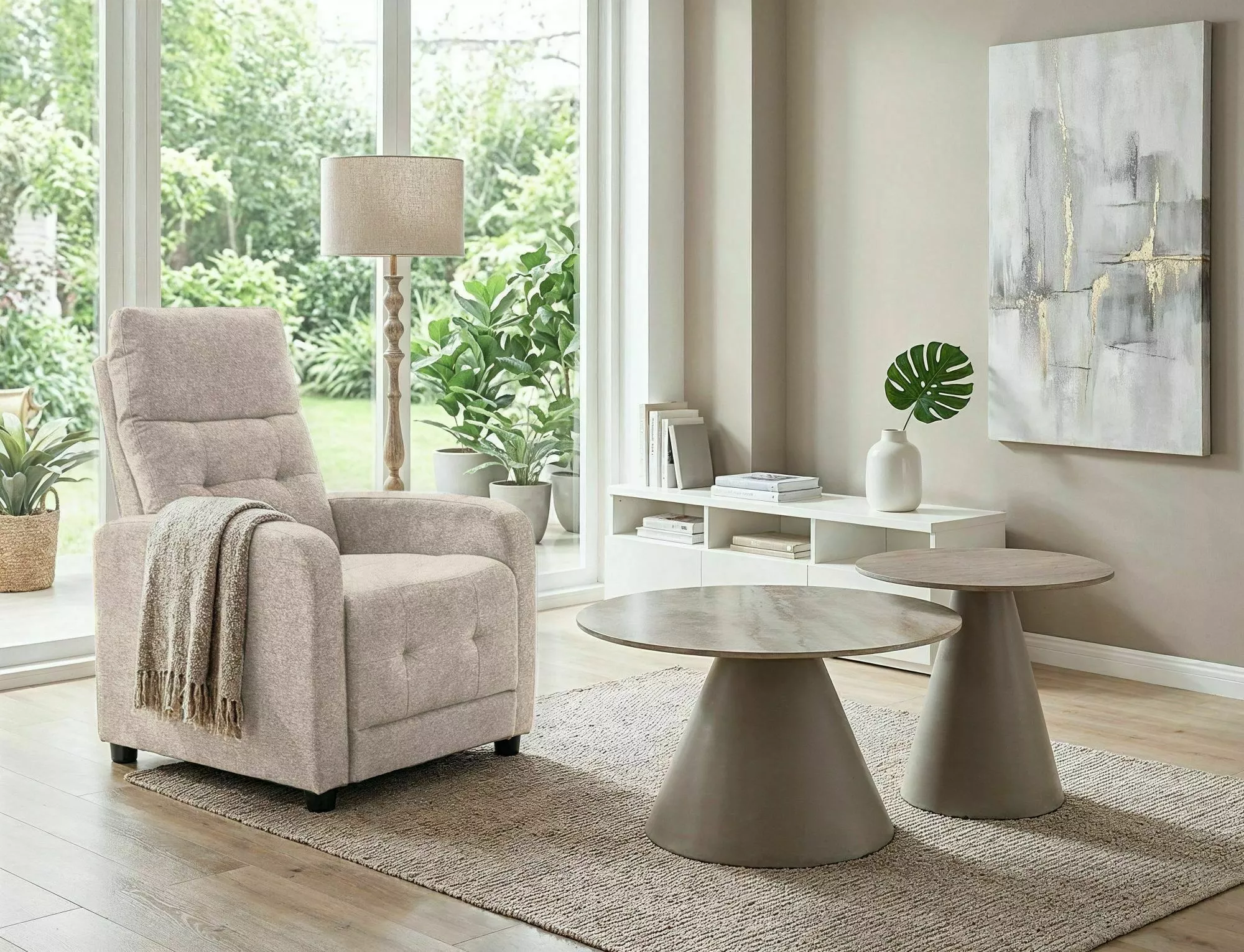 Polohovacie relaxačné kreslo Otus Raven, tmavá béžová