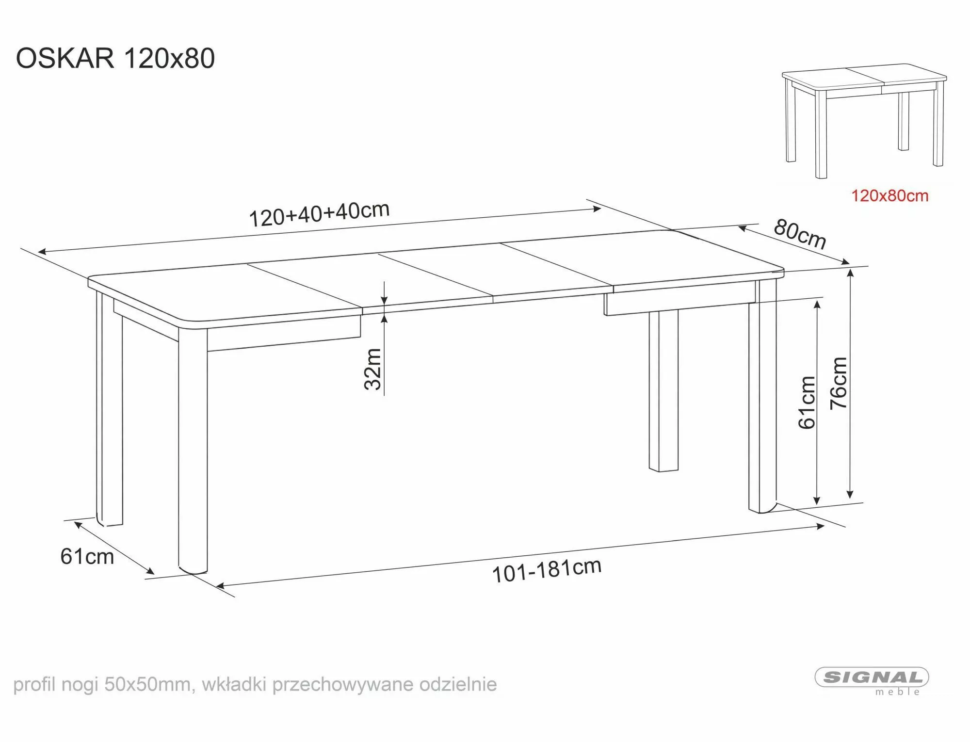 Jedálenský stôl Oskar 120-200, čierna