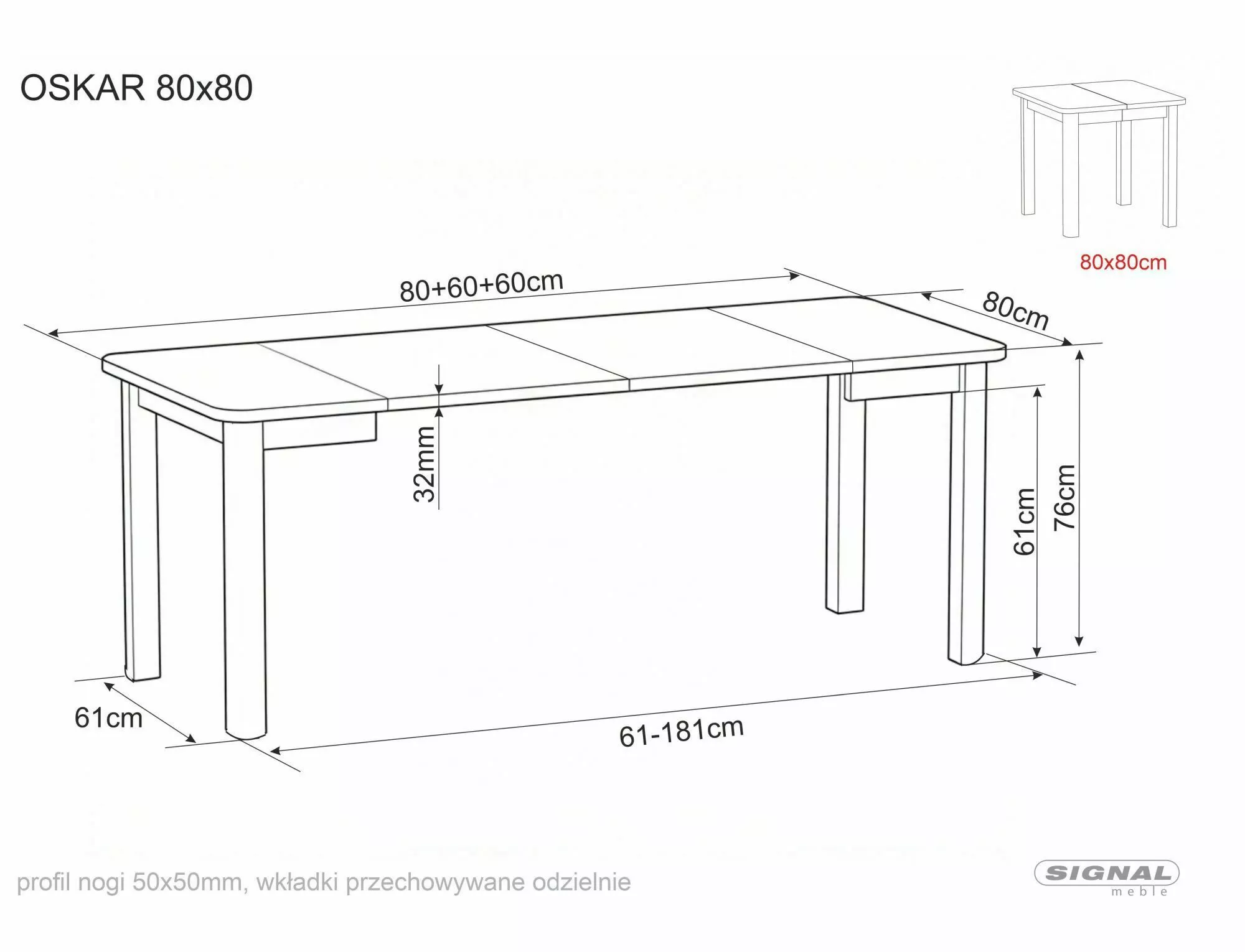 Jedálenský stôl Oskar 80-200, kašmír