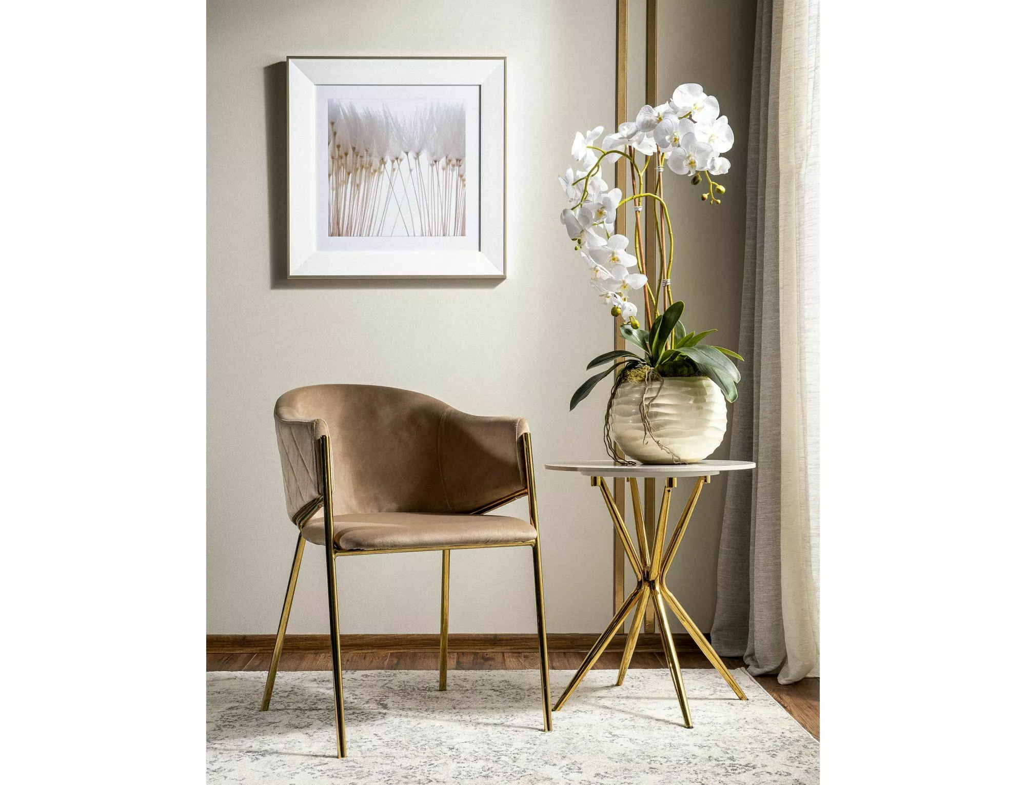 BONO VELVET stolička, BLUVEL 28 béžová/ nohy zlaté