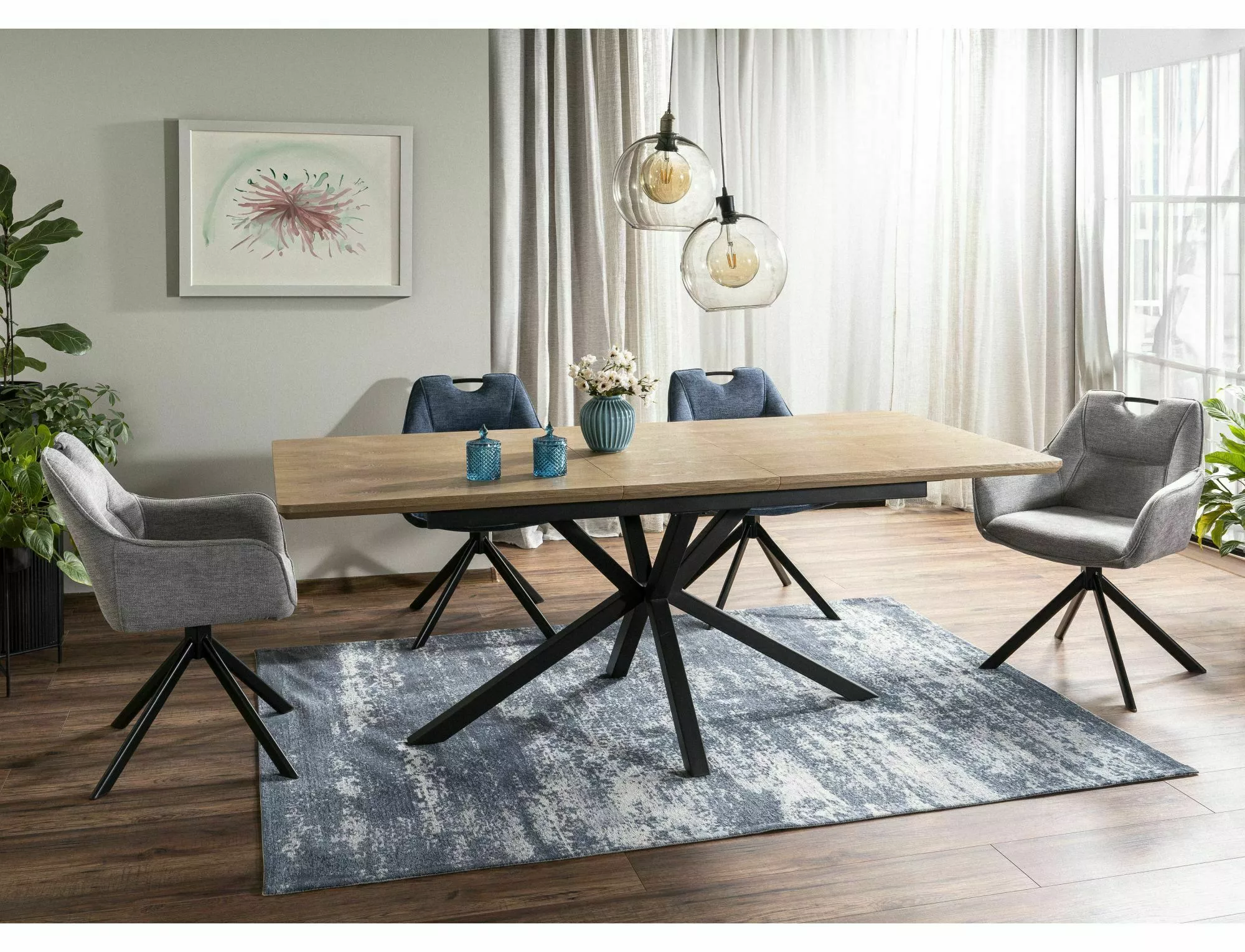 LOGAN stôl jedálenský, 160(200)x90, dub/čierna - NA SKLADE! 