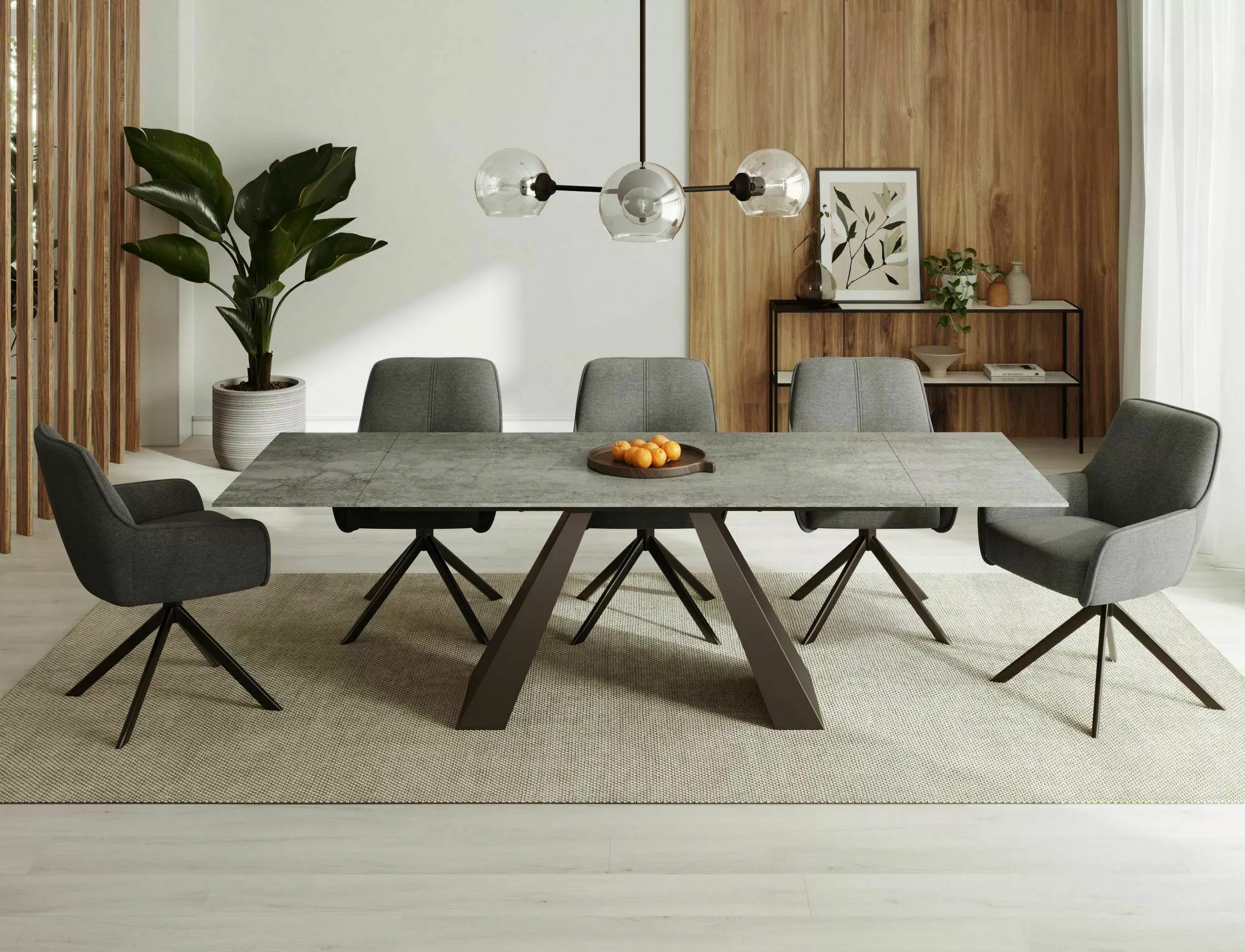 SALVADORE CERAMIC stôl jed.(160-240)X90,sv.sivá PIETRA DI SAVOIA/čier.