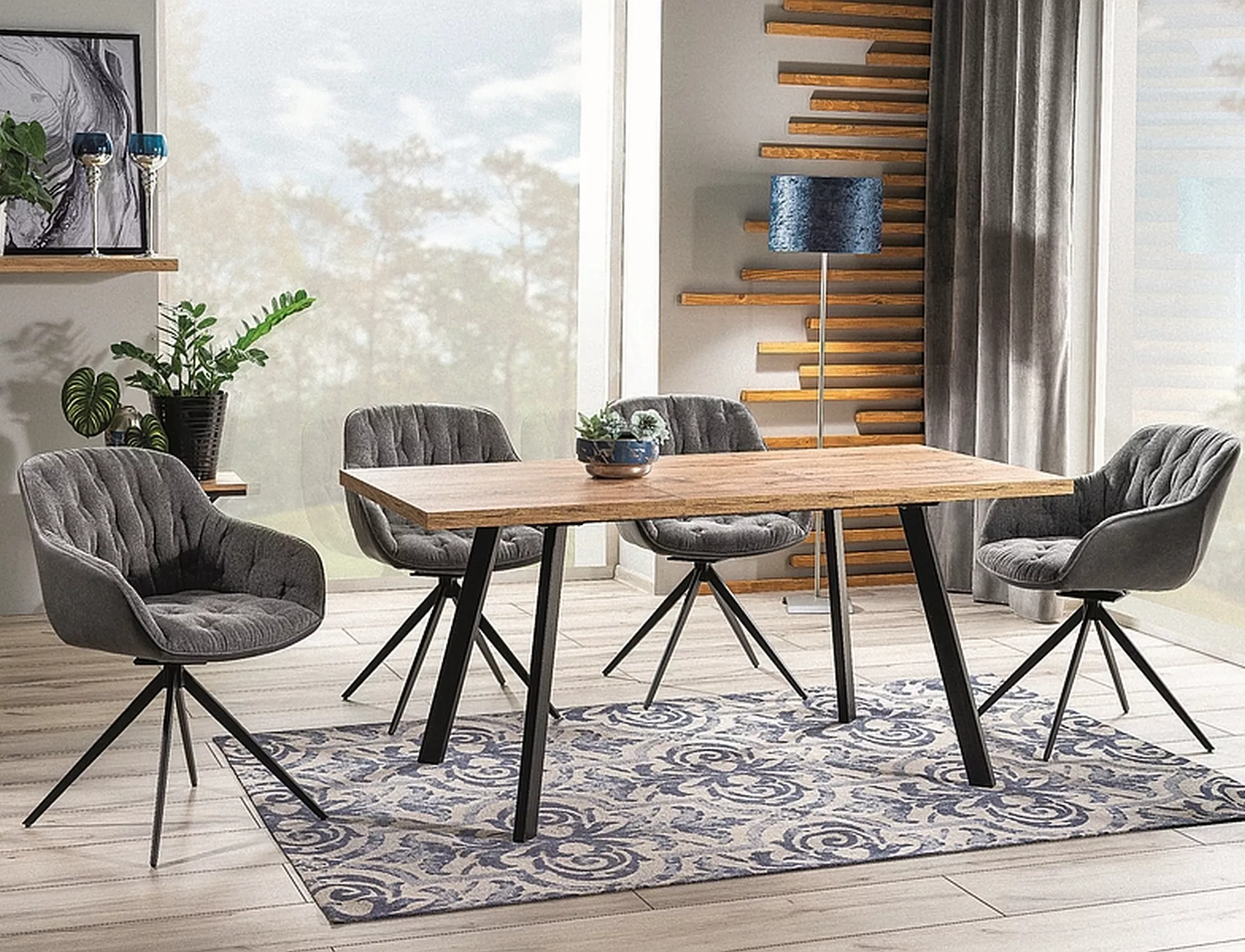 BRICK jedálenský stôl, dub artisan/ČIERNA 120(160)X80 - NA SKLADE!