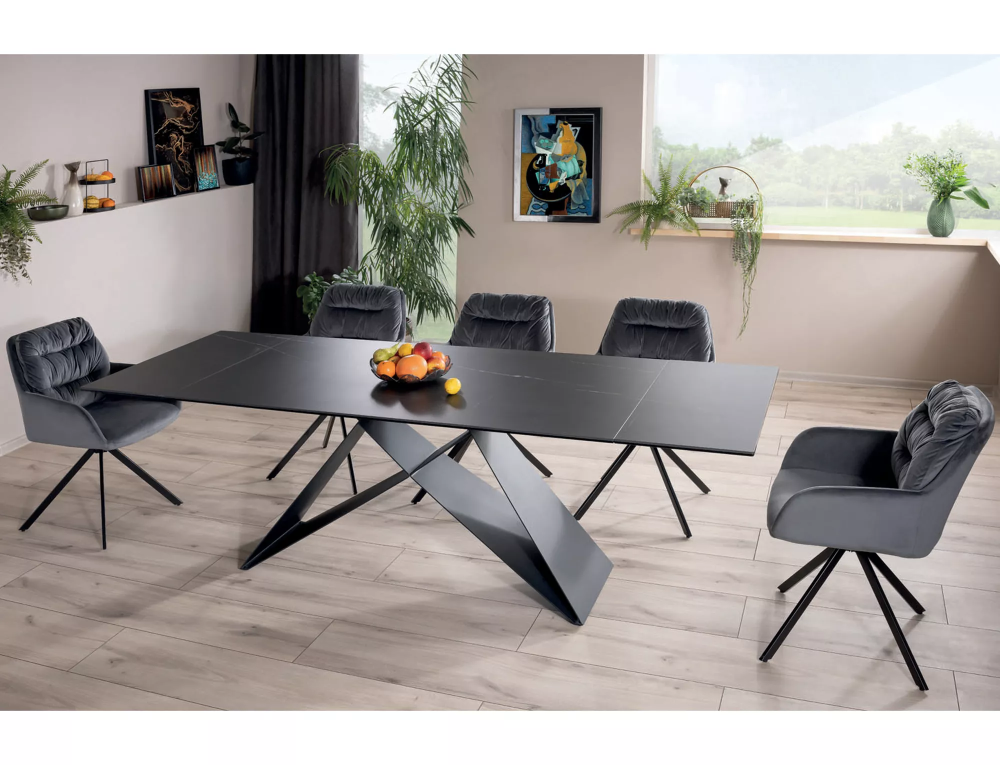 CERAMIC jedálenský stôl WESTIN ČIERNA SAHARA NOIR/MAT ČIERNA (160-240)X90