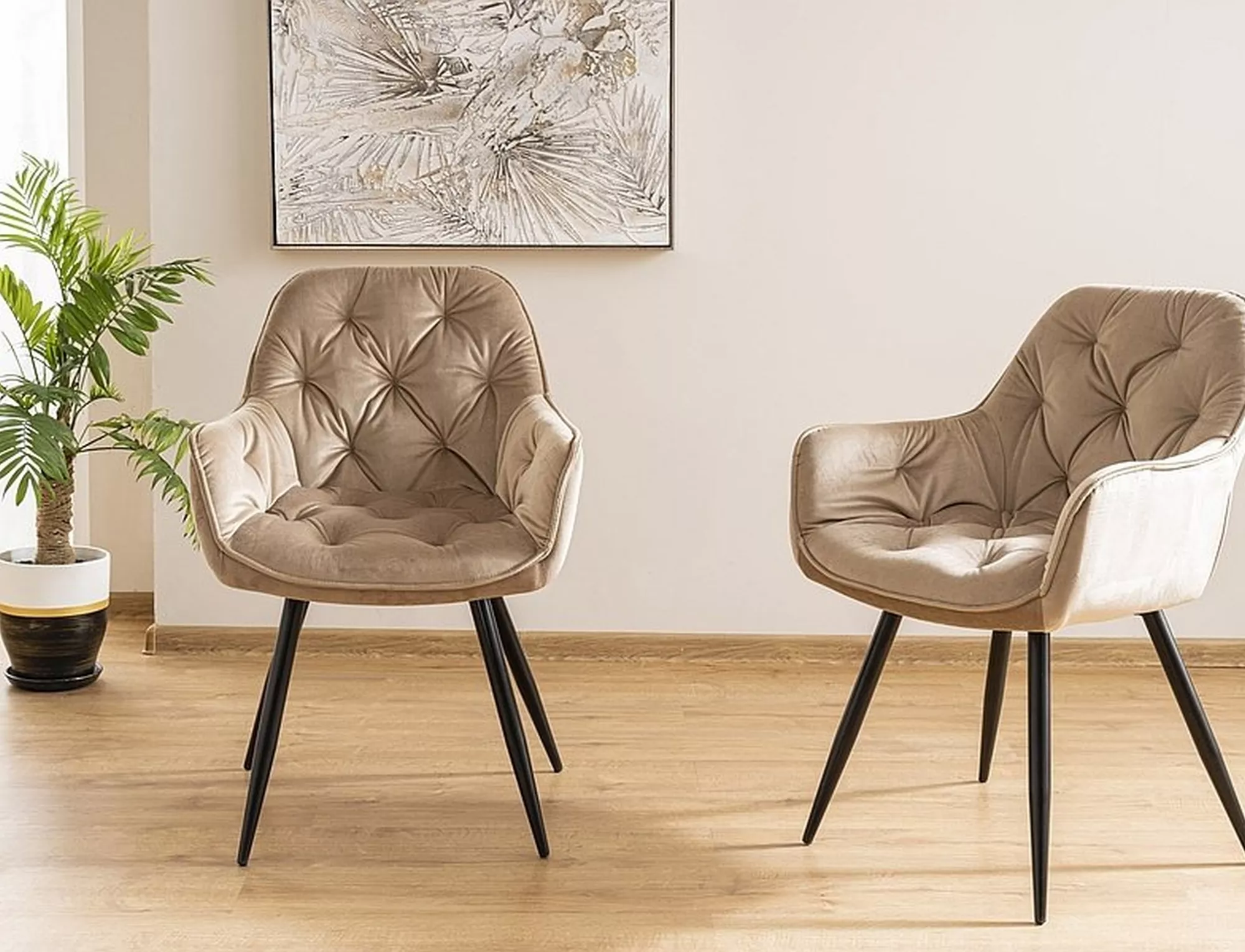 Jedálenská stolička CHERRY VELVET čierna konštrukcia/béžová BLUVEL 28