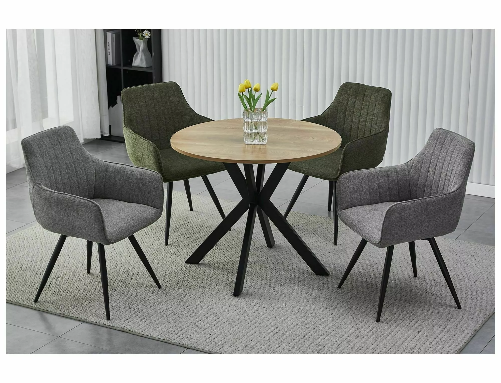 Jedálenský stôl TALIA II dub/MAT ČIERNA FI 90 - NA SKLADE!