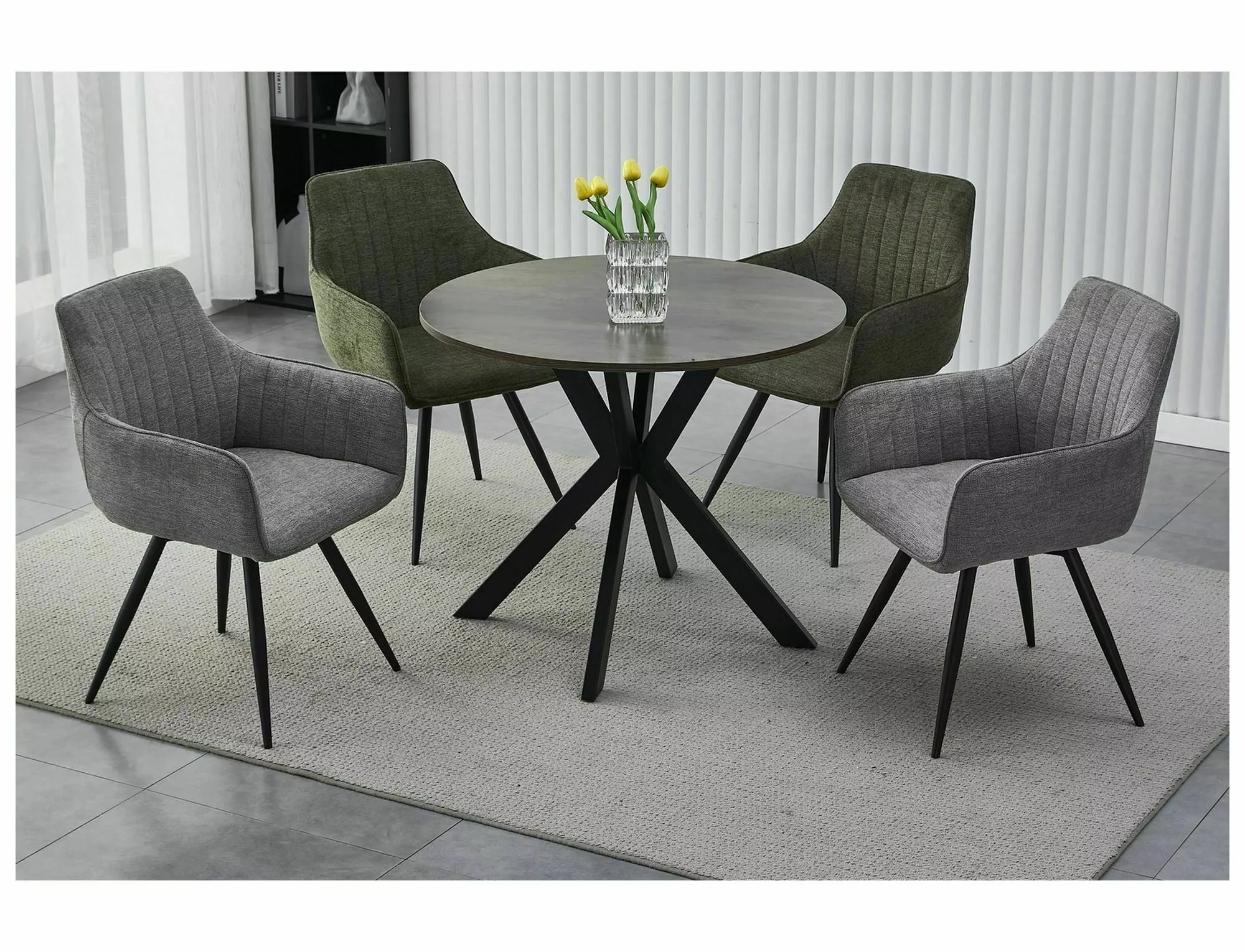 Jedálenský stôl TALIA II orech/MAT ČIERNA FI 90 - NA SKLADE!