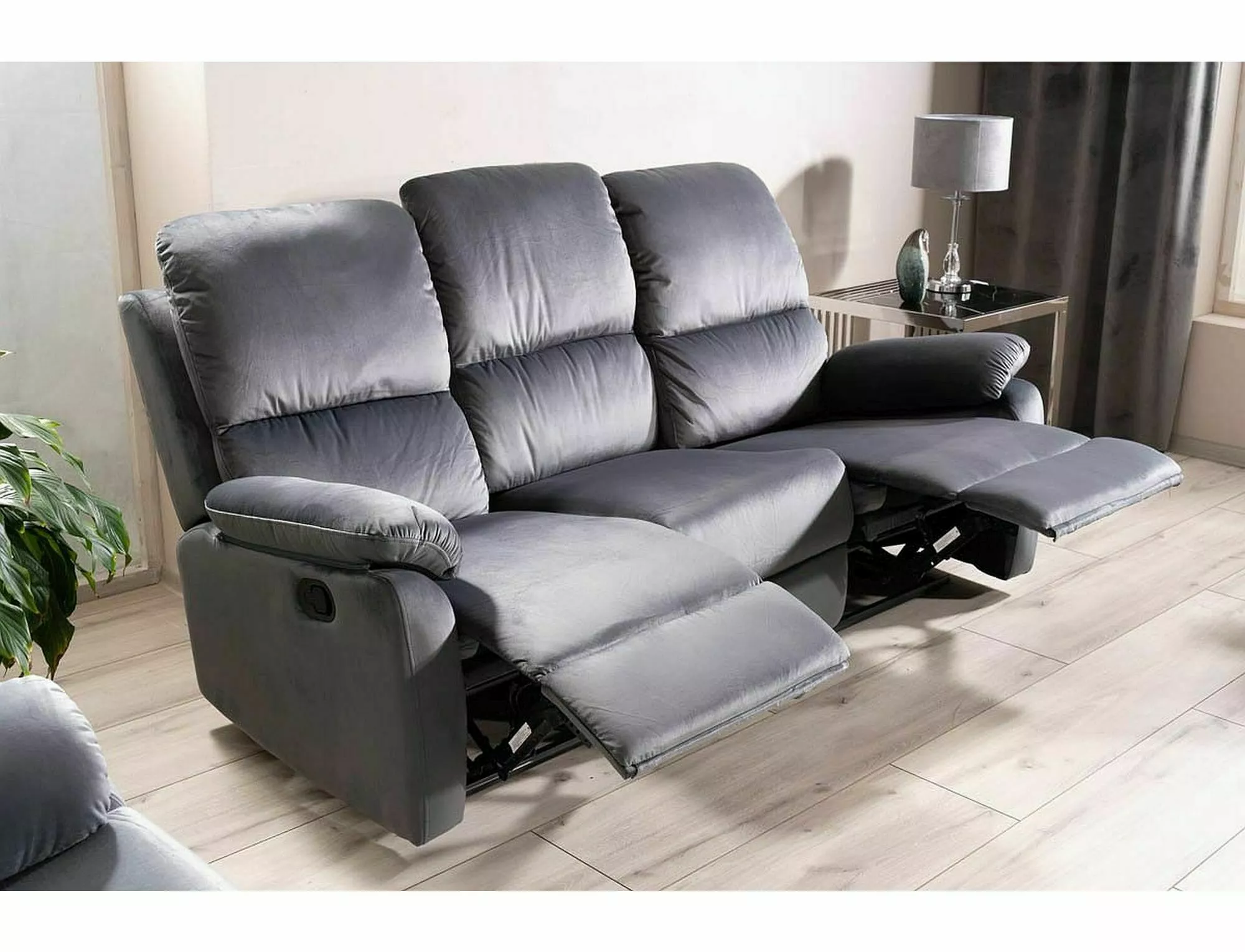 Polohovacia pohovka SPENCER 3 VELVET ŠEDÁ BLUVEL 14