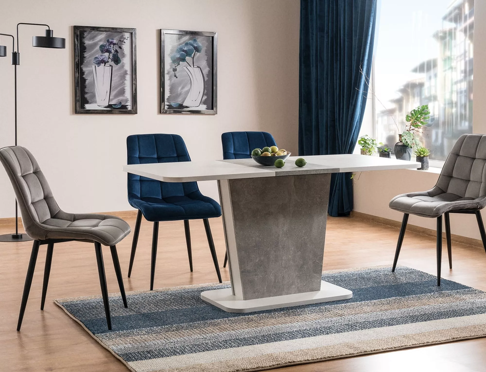 CHIC VELVET jedálenská stolička, ČIERNY RÁM/SIVÁ BLUVEL14