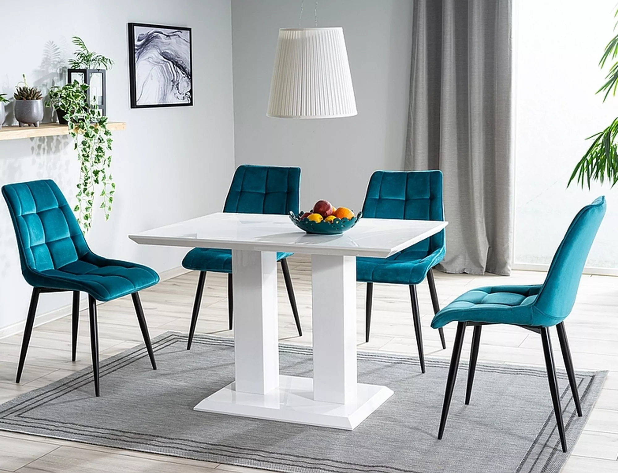Jedálenská stolička CHIC VELVET čierna konštrukcia / tyrkys BLUVEL 85