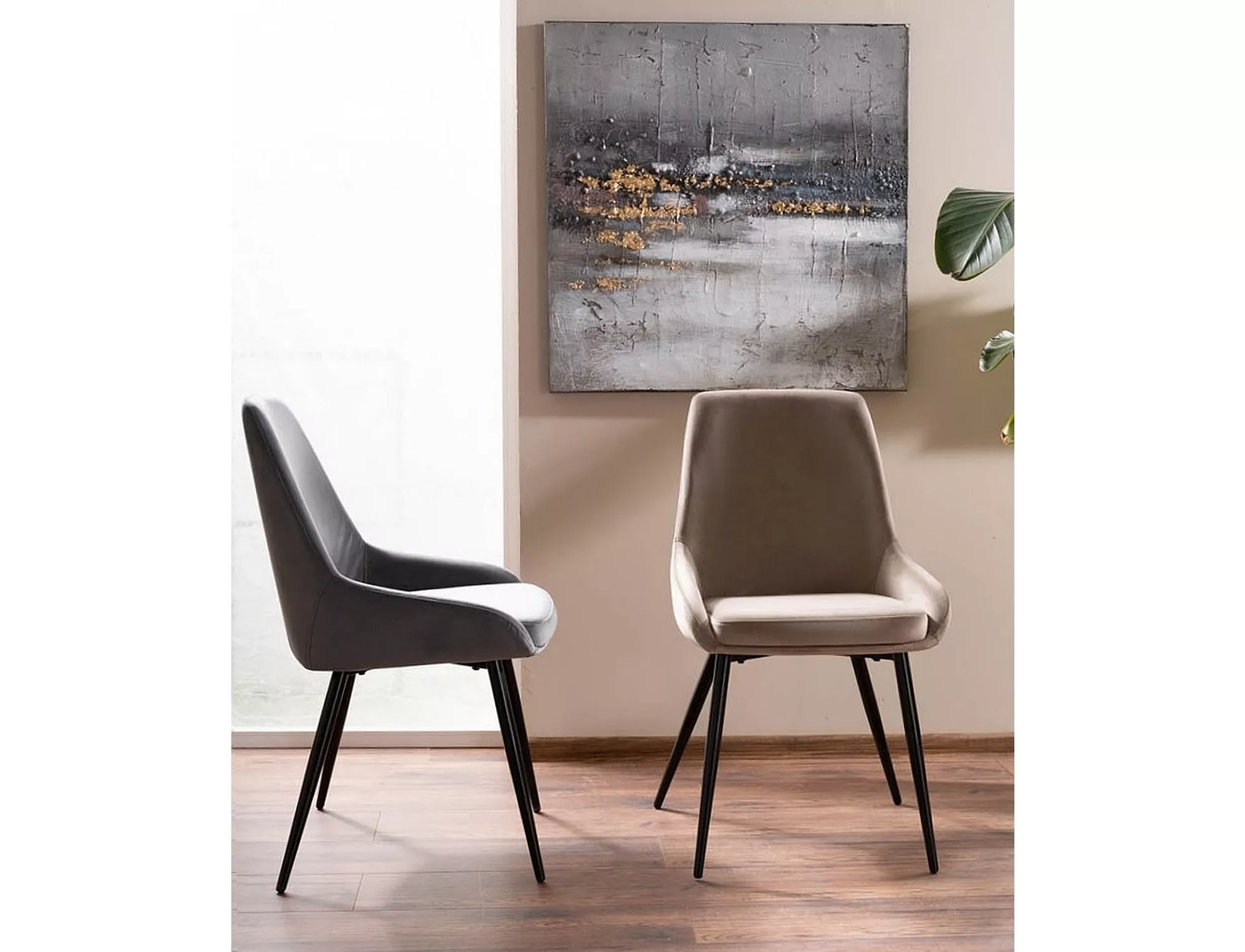 COBE VELVET jedálenská stolička, ČIERNY RÁM / TM. BLUVEL BÉŽOVÁ 40