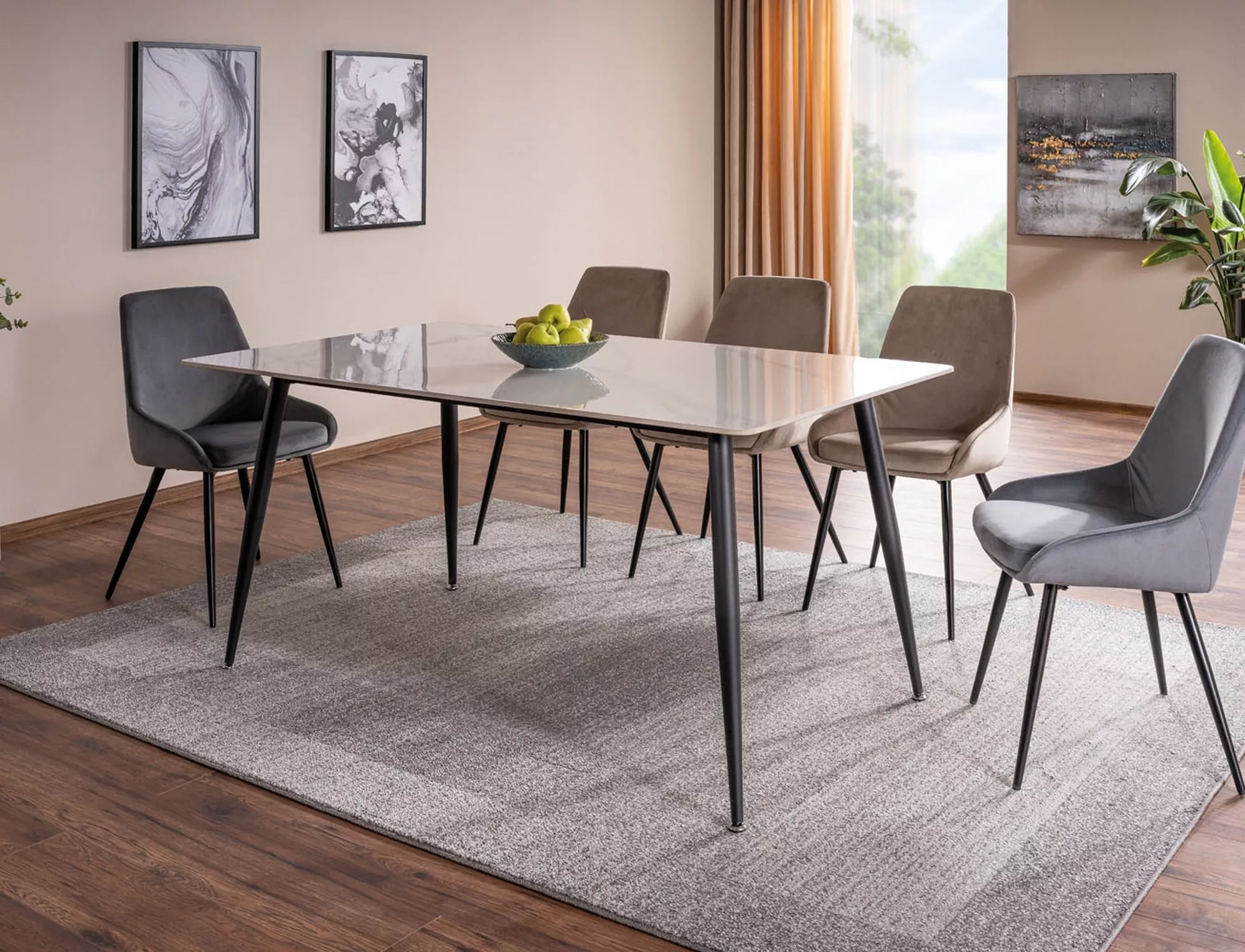 COBE VELVET jedálenská stolička, ČIERNY RÁM/SIVÁ BLUVEL 14