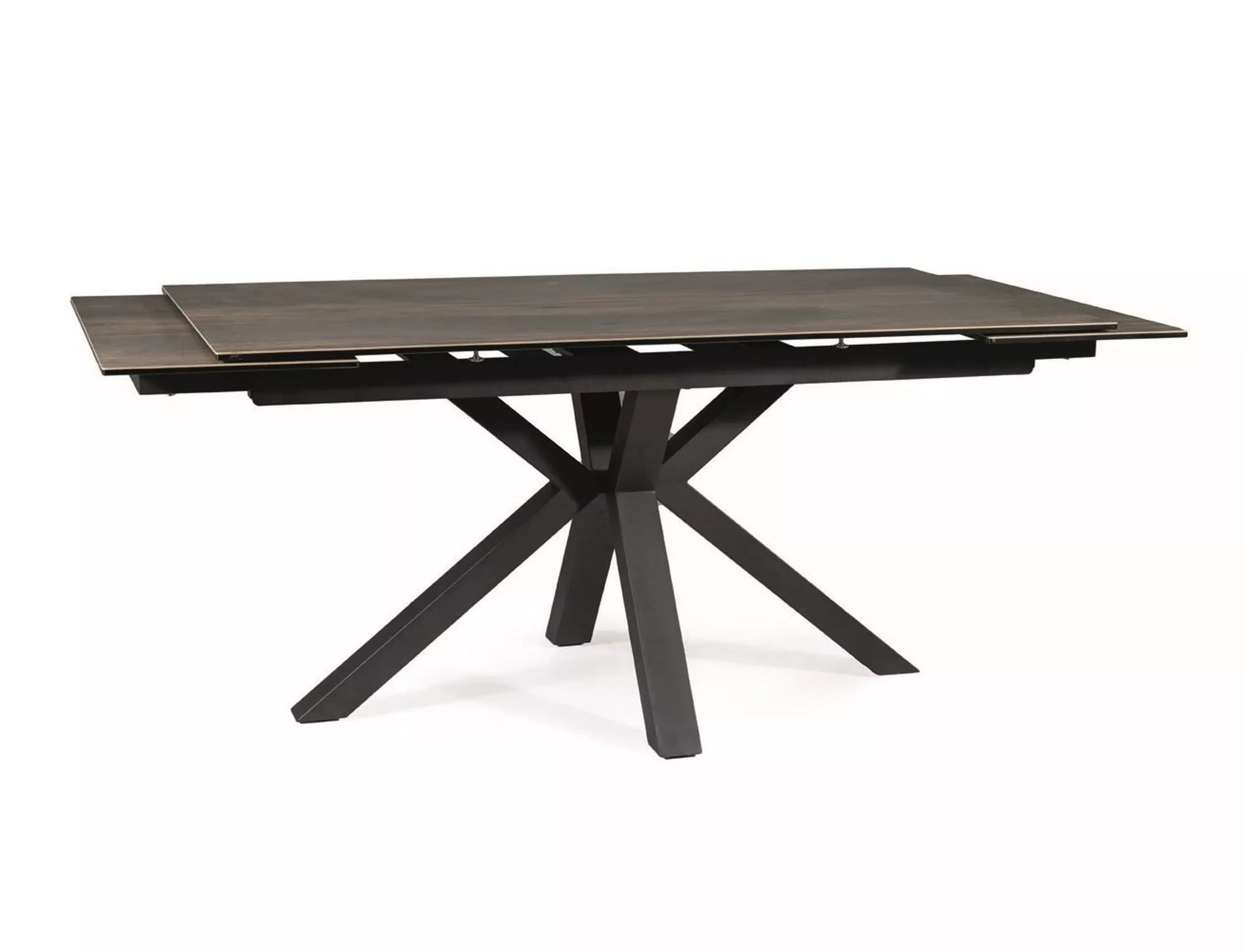 Jedálenský stôl COLUMBUS CERAMIC HNEDÝ DREVENÝ EFEKT/ČIERNA 160(240)X90