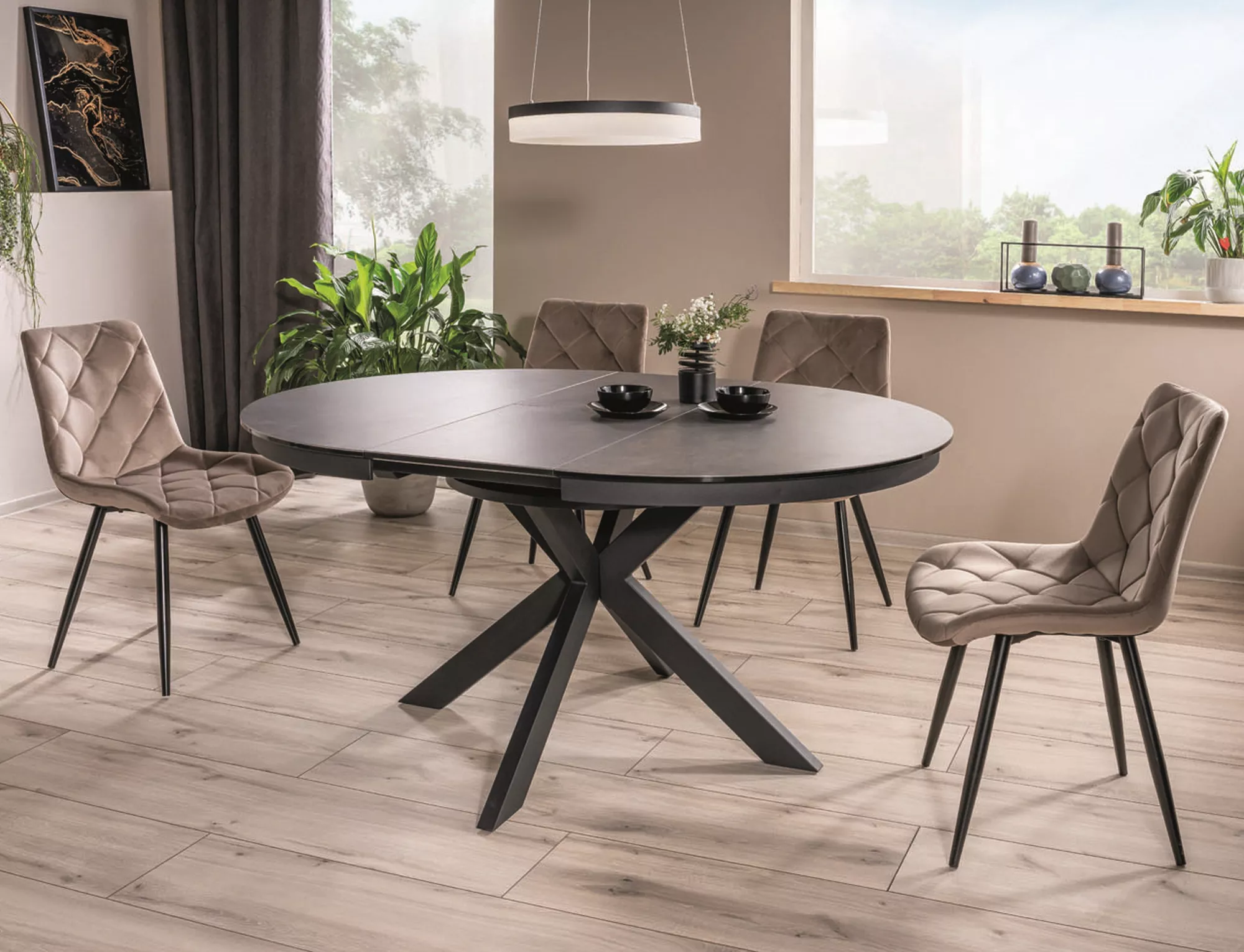 RALPH VELVET jedálenská stolička, ČIERNY RÁM/TMAVÉ BÉŽOVÁ BLUVEL 40