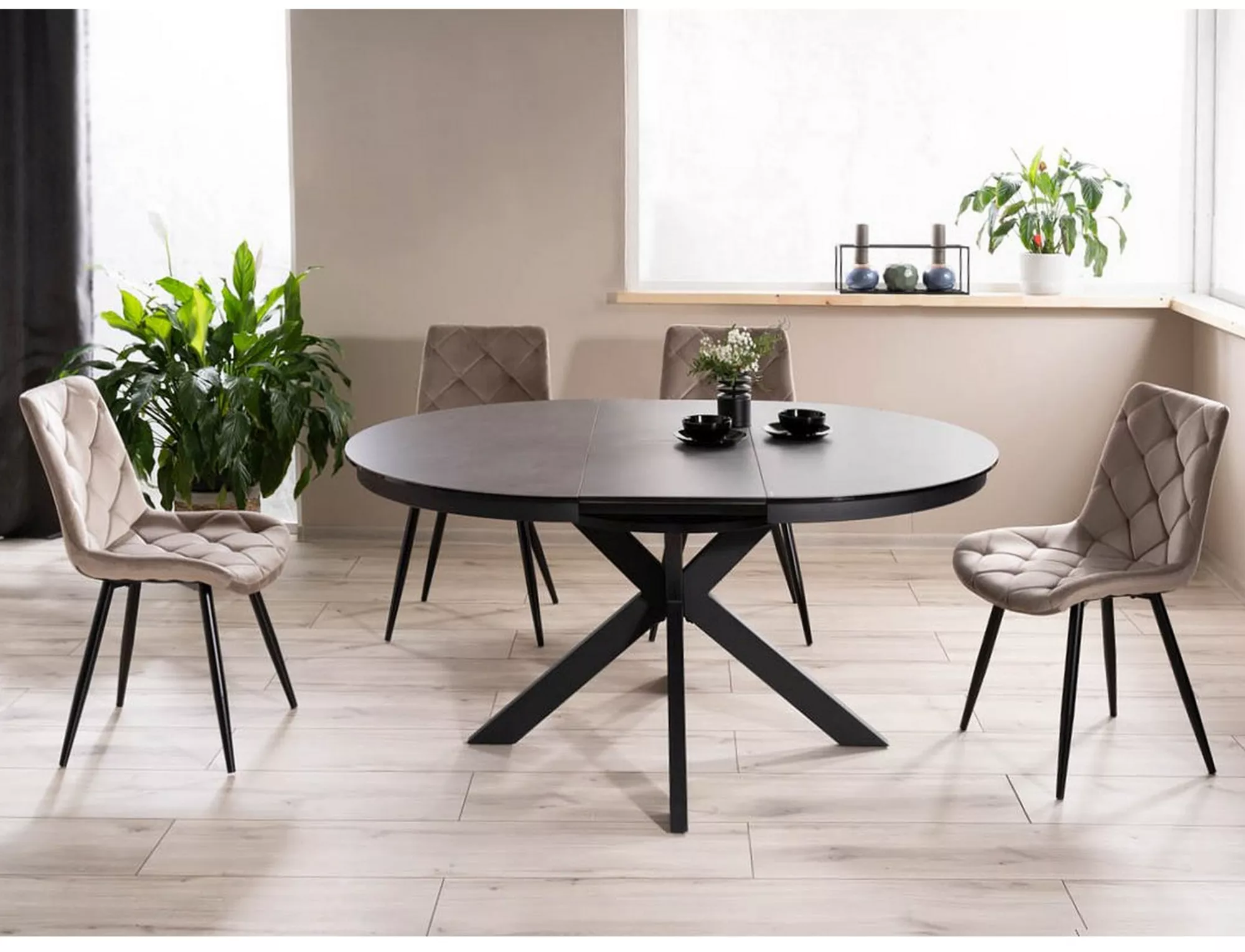 RALPH VELVET jedálenská stolička, ČIERNY RÁM/TMAVÉ BÉŽOVÁ BLUVEL 40