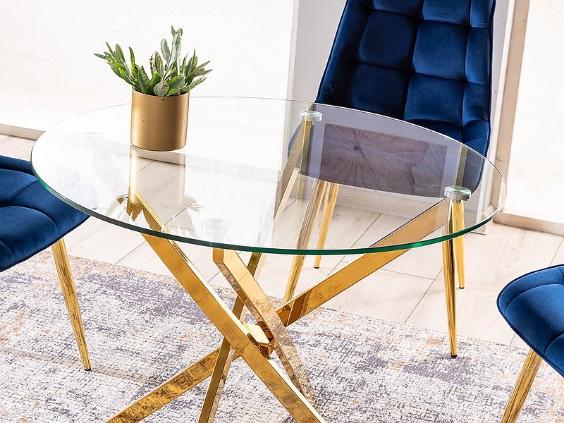 Jedálenský stôl AGIS TRANSPARENT/ZLATÝ FI 90