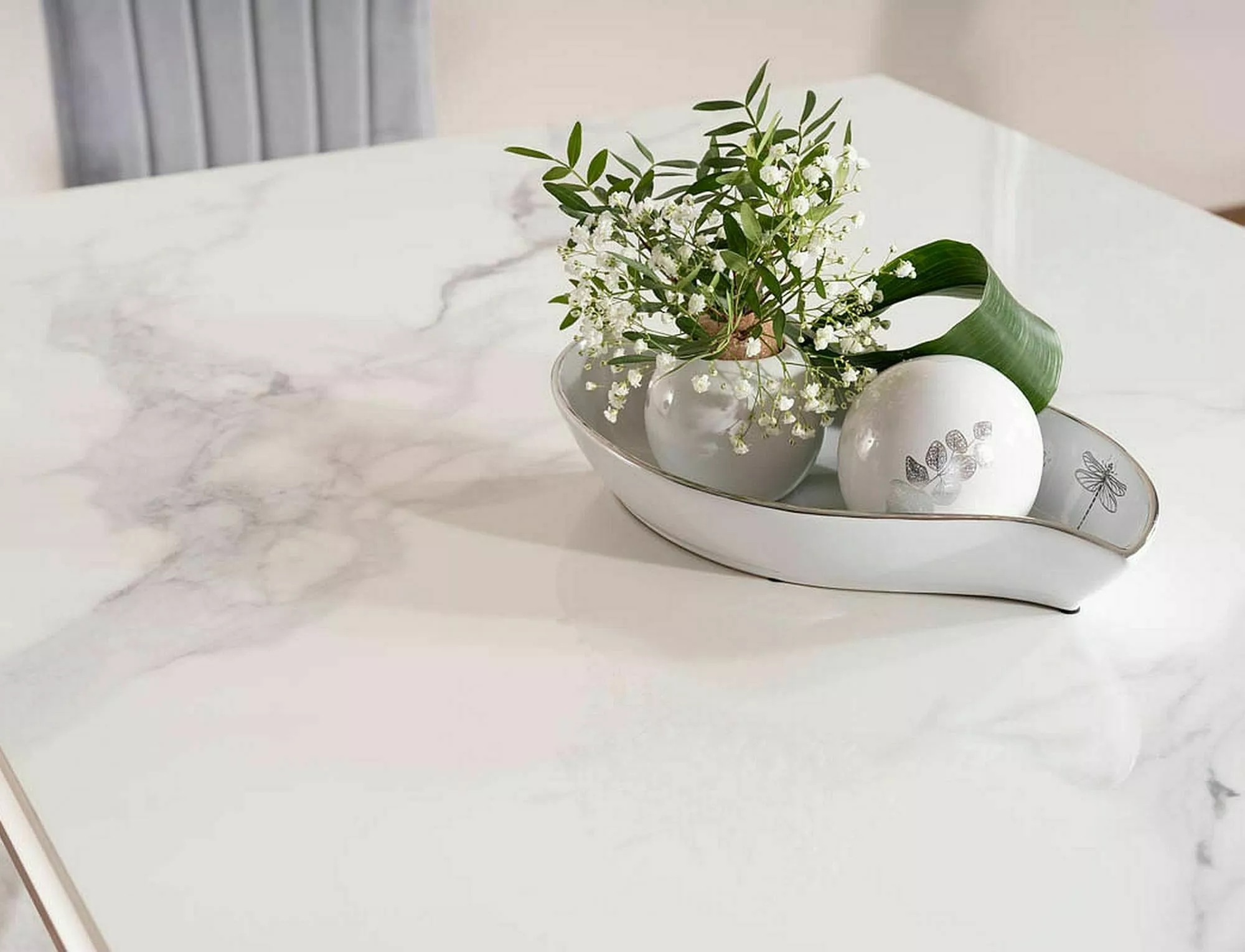 PRINCE CERAMIC jedálenský stôl BIELA CALACATTA/CHROME 180X90