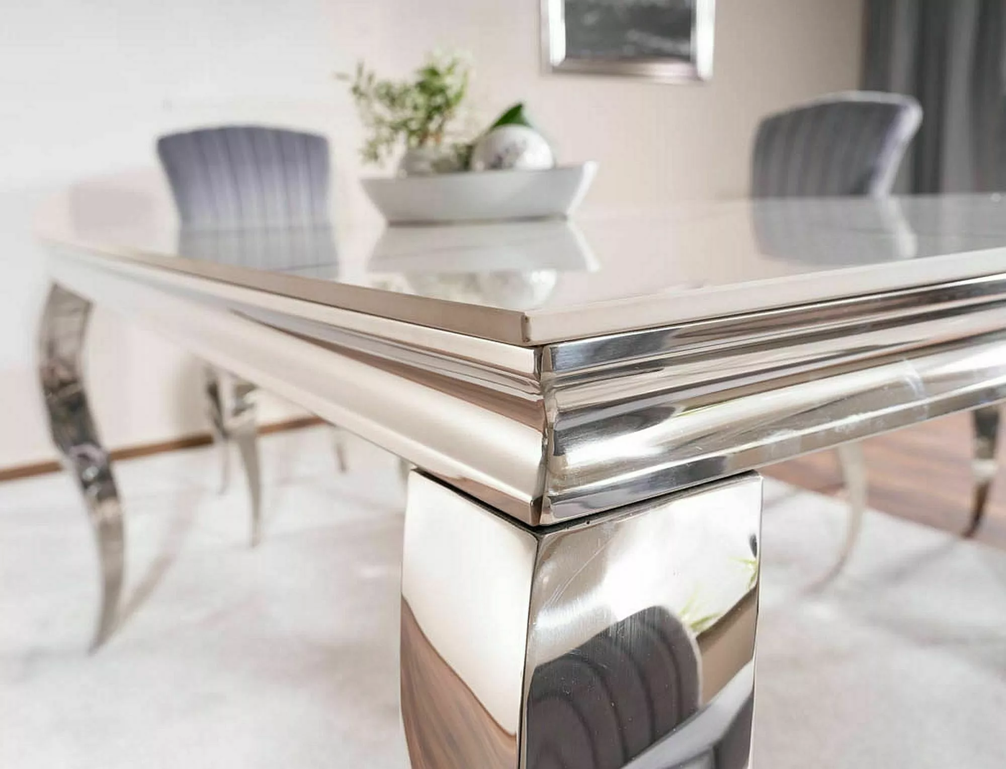 PRINCE CERAMIC jedálenský stôl BIELA CALACATTA/CHROME 180X90