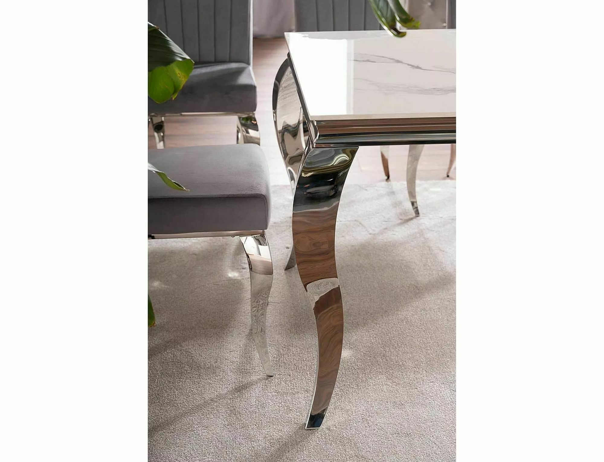 PRINCE CERAMIC jedálenský stôl BIELA CALACATTA/CHROME 180X90