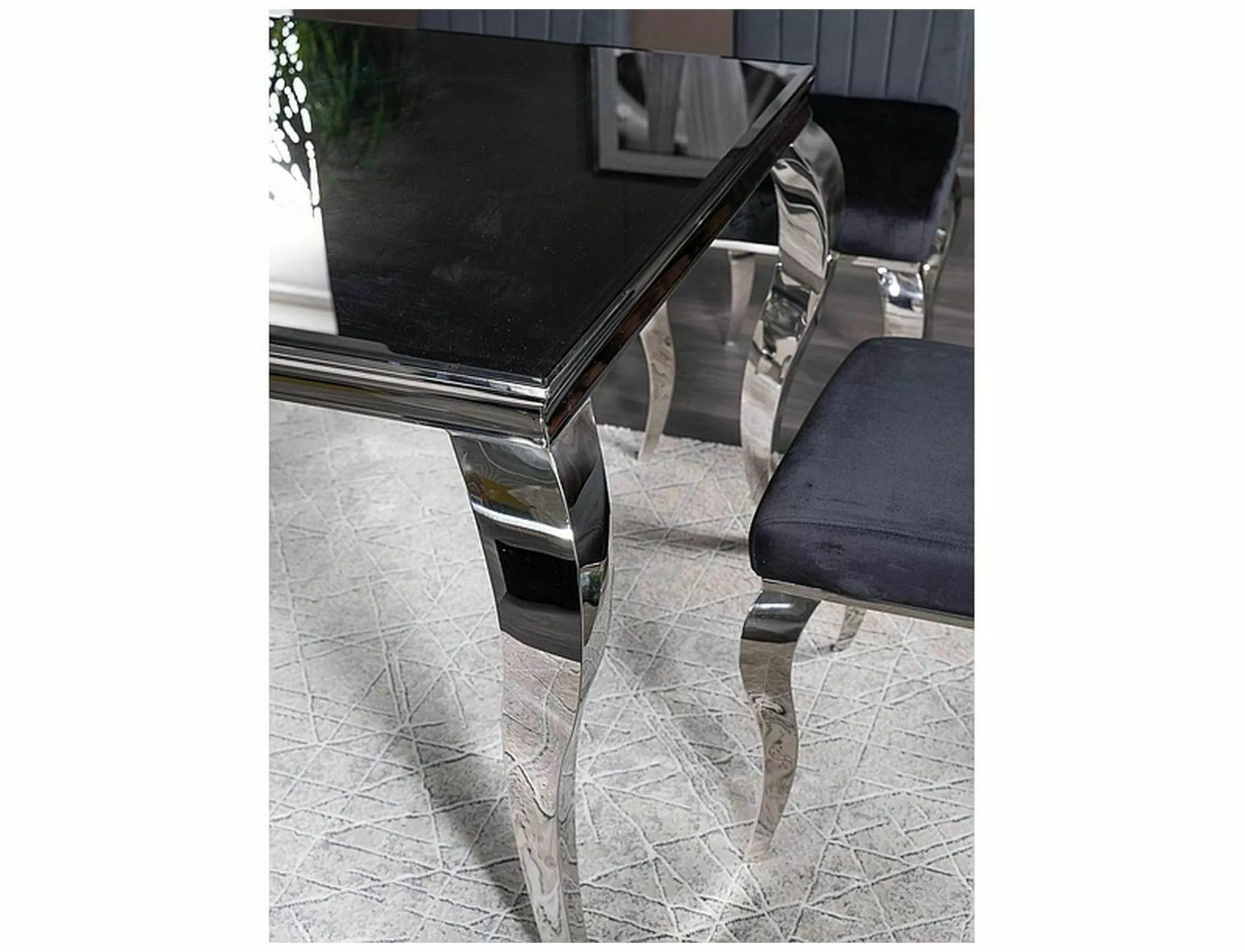 Jedálenský stôl PRINCE BLACK/CHROME 150X90 - NA SKLADE!