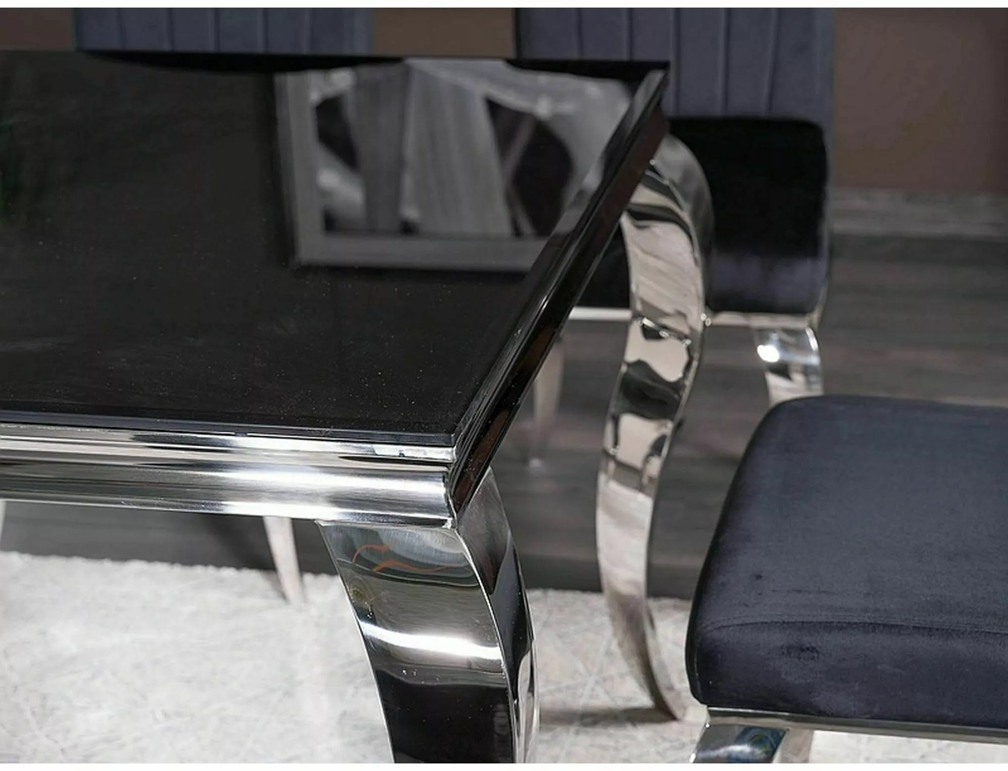 Jedálenský stôl PRINCE BLACK/CHROME 150X90 - NA SKLADE!