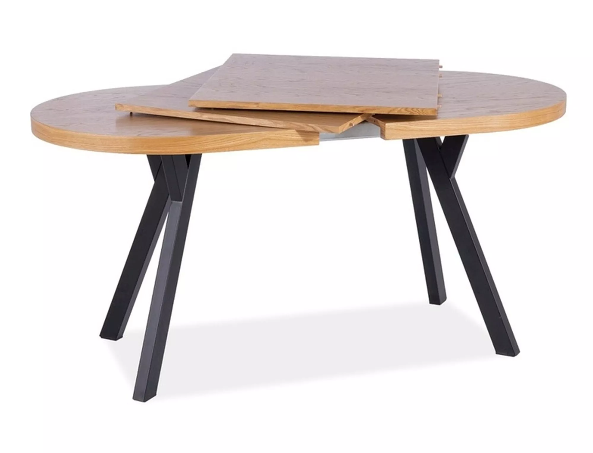 Stôl DOMINGO II, dub PRÍRODNÝ / ČIERNA DYHA 140(272)X80 - NA SKLADE!