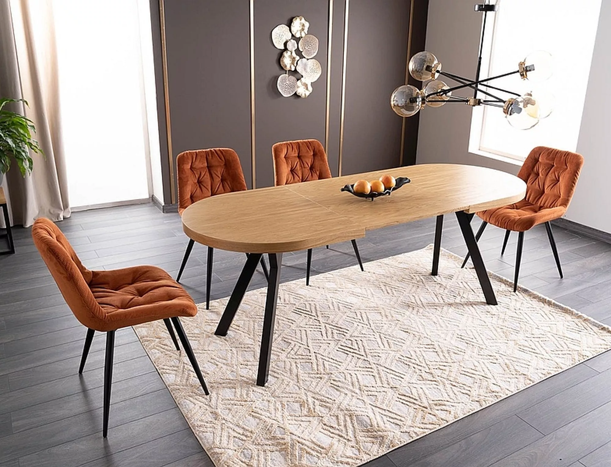 Stôl DOMINGO II, dub PRÍRODNÝ / ČIERNA DYHA 140(272)X80 - NA SKLADE!