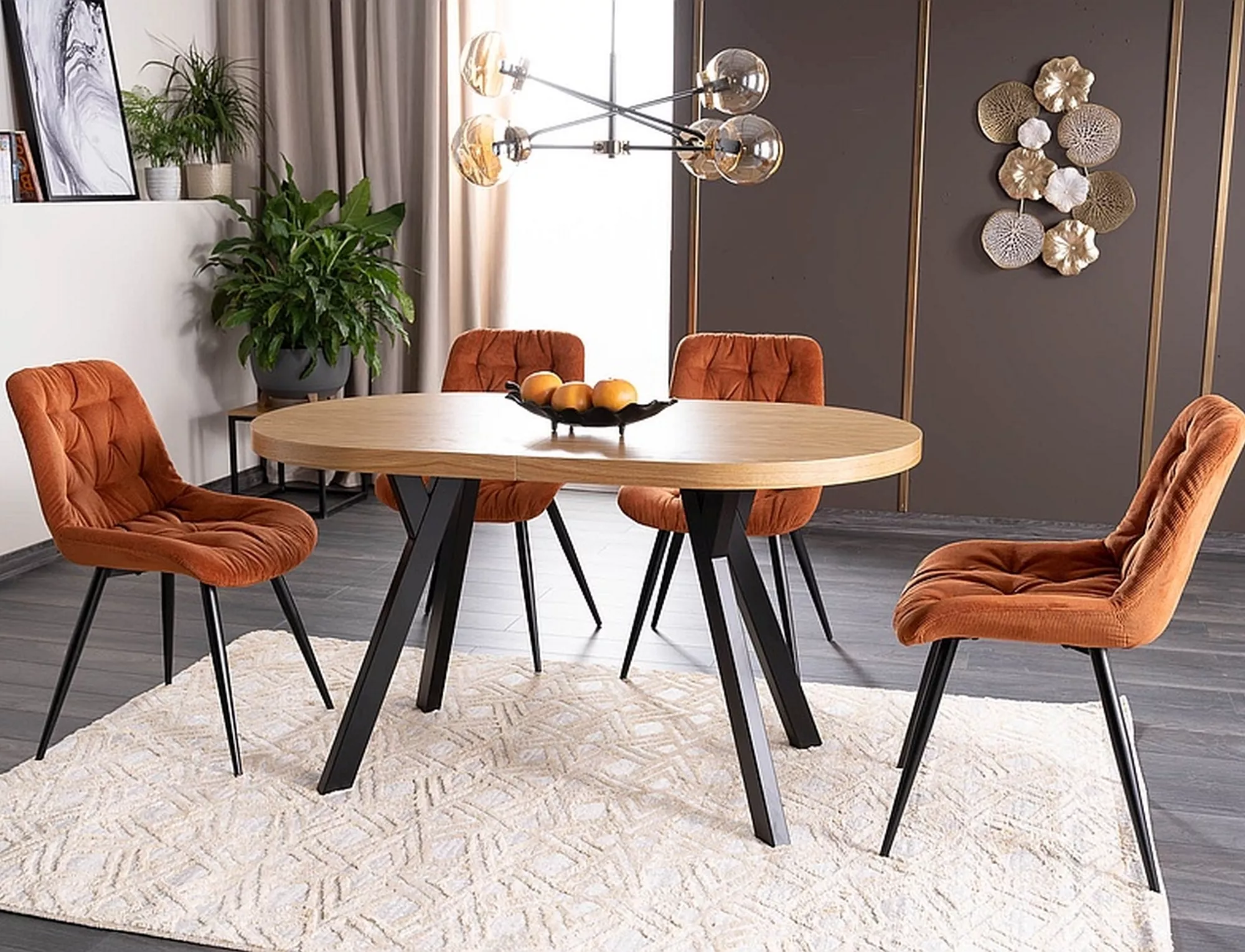 Stôl DOMINGO II, dub PRÍRODNÝ / ČIERNA DYHA 140(272)X80 - NA SKLADE!