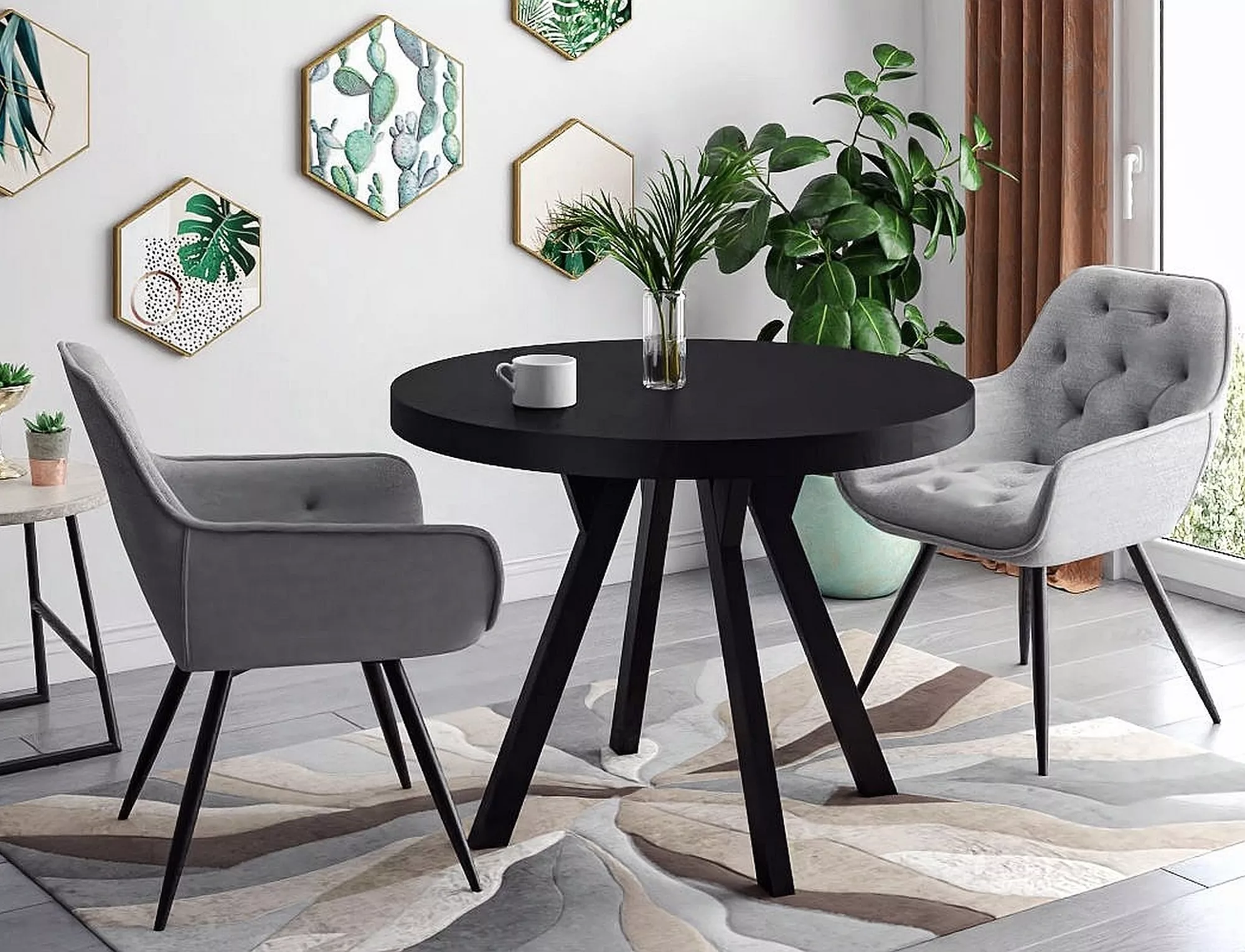 Jedálenský stôl DOMINGO, PRÍRODNÁ DÝHA, MATNÁ ČIERNA / ČIERNA FI 100 (100-250)