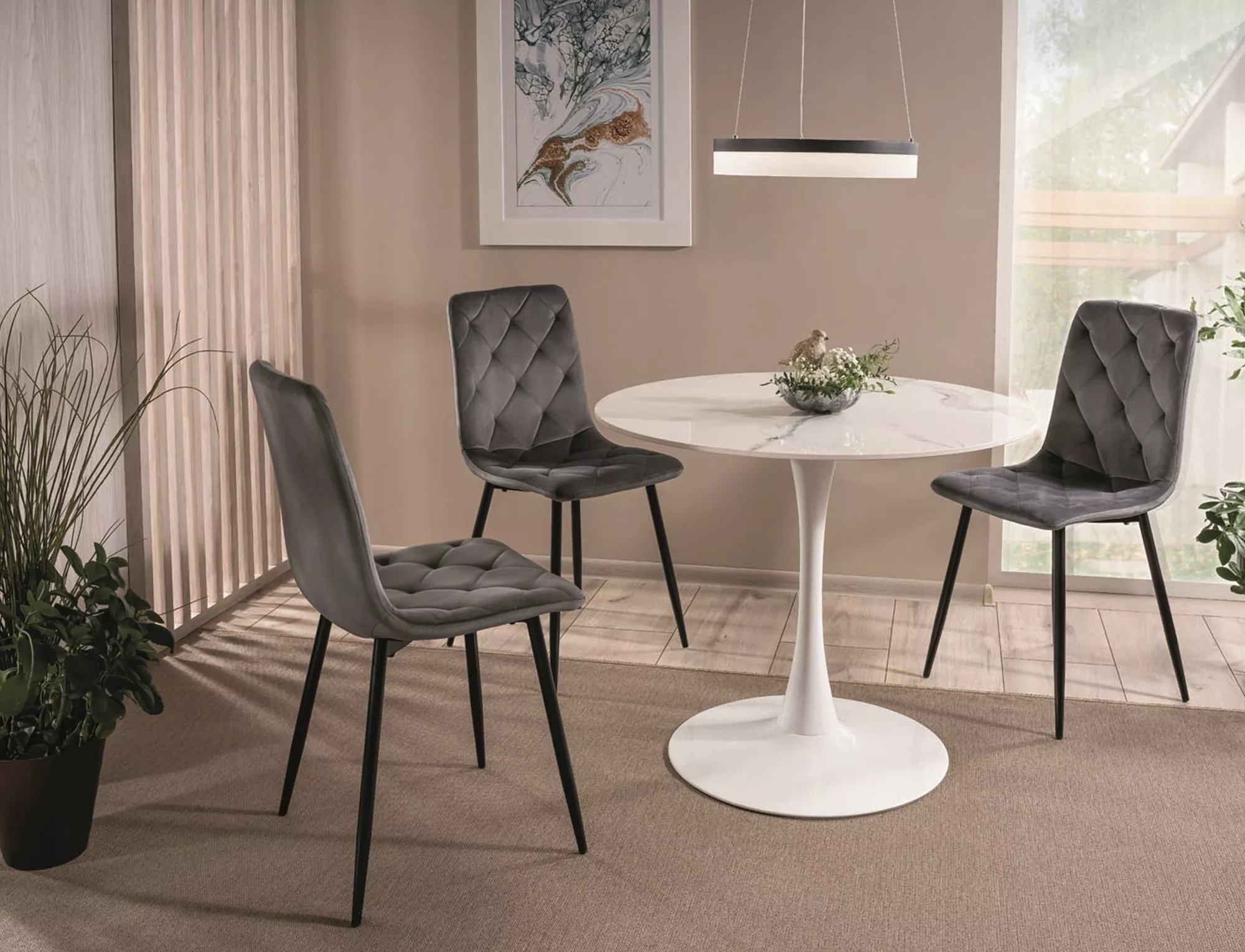 ESPERO jedálenský stôl, EFEKT BIELEHO MRAMORU/BIELA FI 90