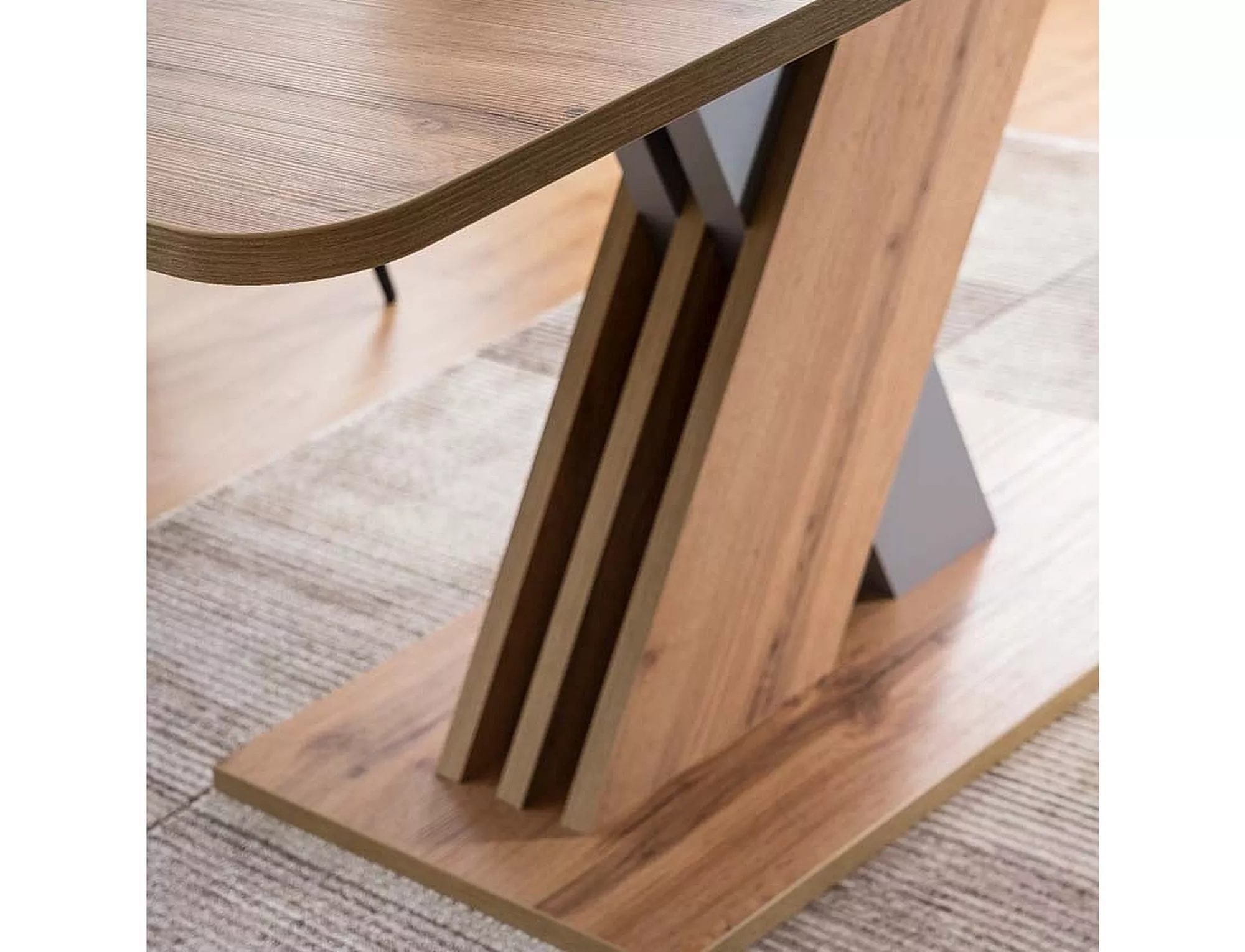 Jedálenský stôl EXEL, dub wotan / STRIEBORNÝ 140(180)X85 (D)