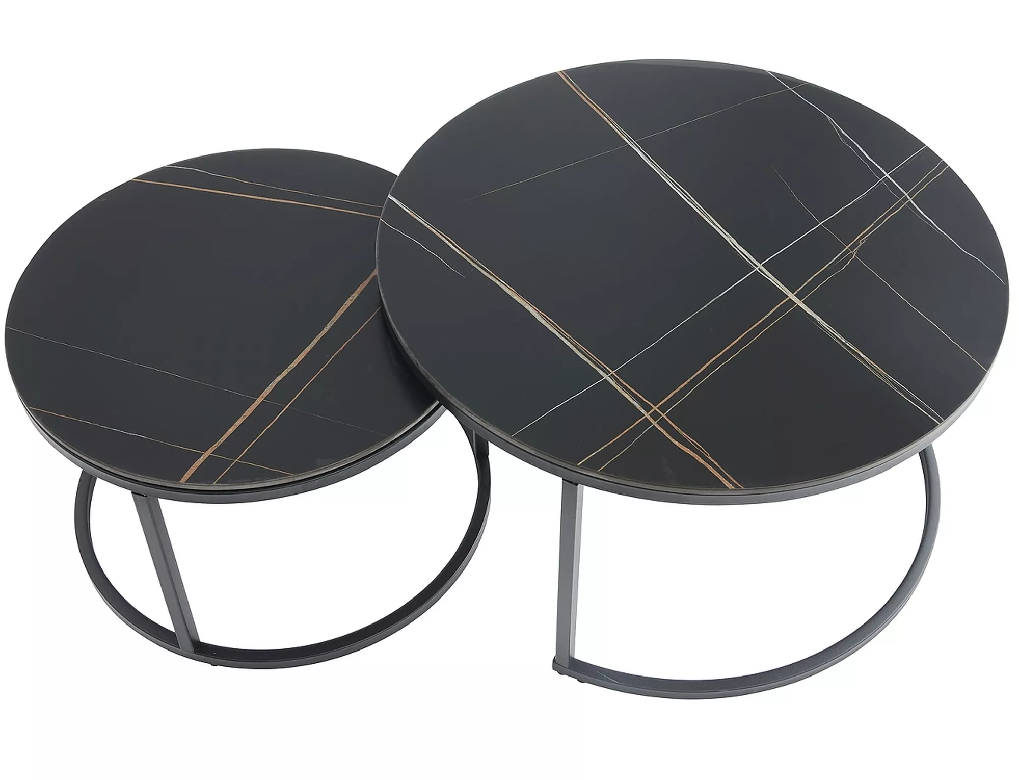 Konferenčný stolík FERRANTE D, MATNÁ ČIERNA FI80 FI60/MATNÁ ČIERNA SET