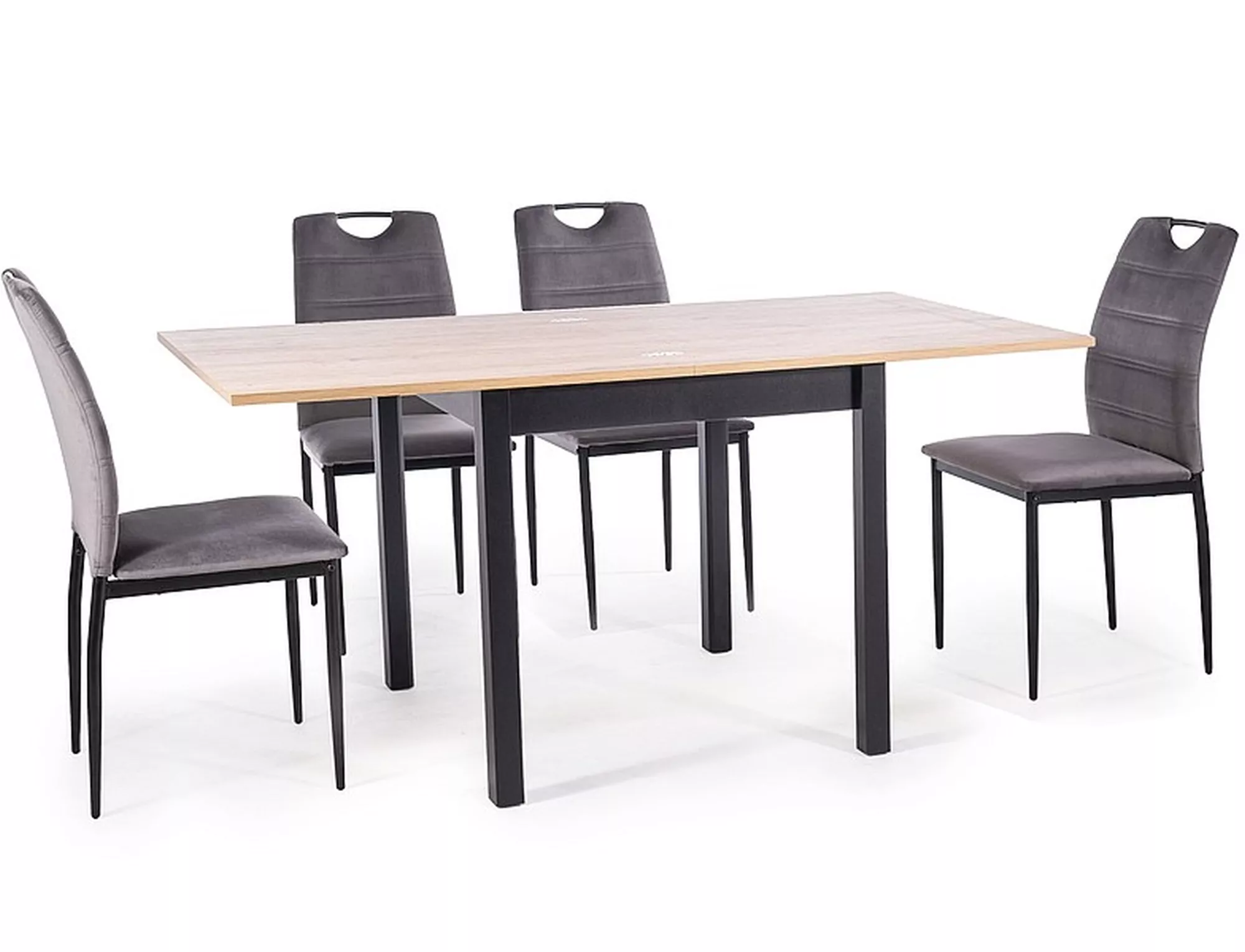 FLIP jedálenský stôl, dub artisan / ČIERNA 80(160)X80