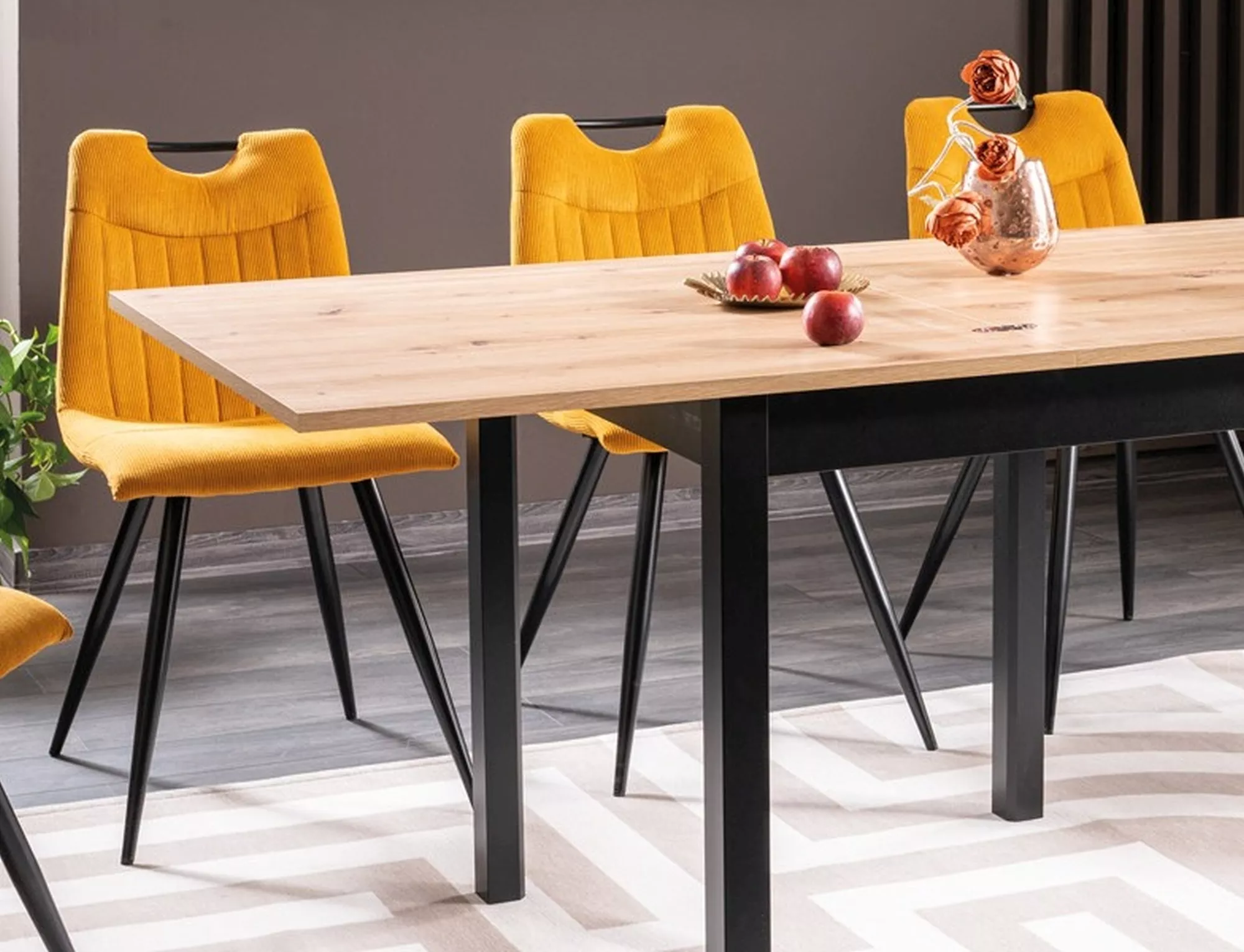 FLIP jedálenský stôl, dub artisan / ČIERNA 80(160)X80